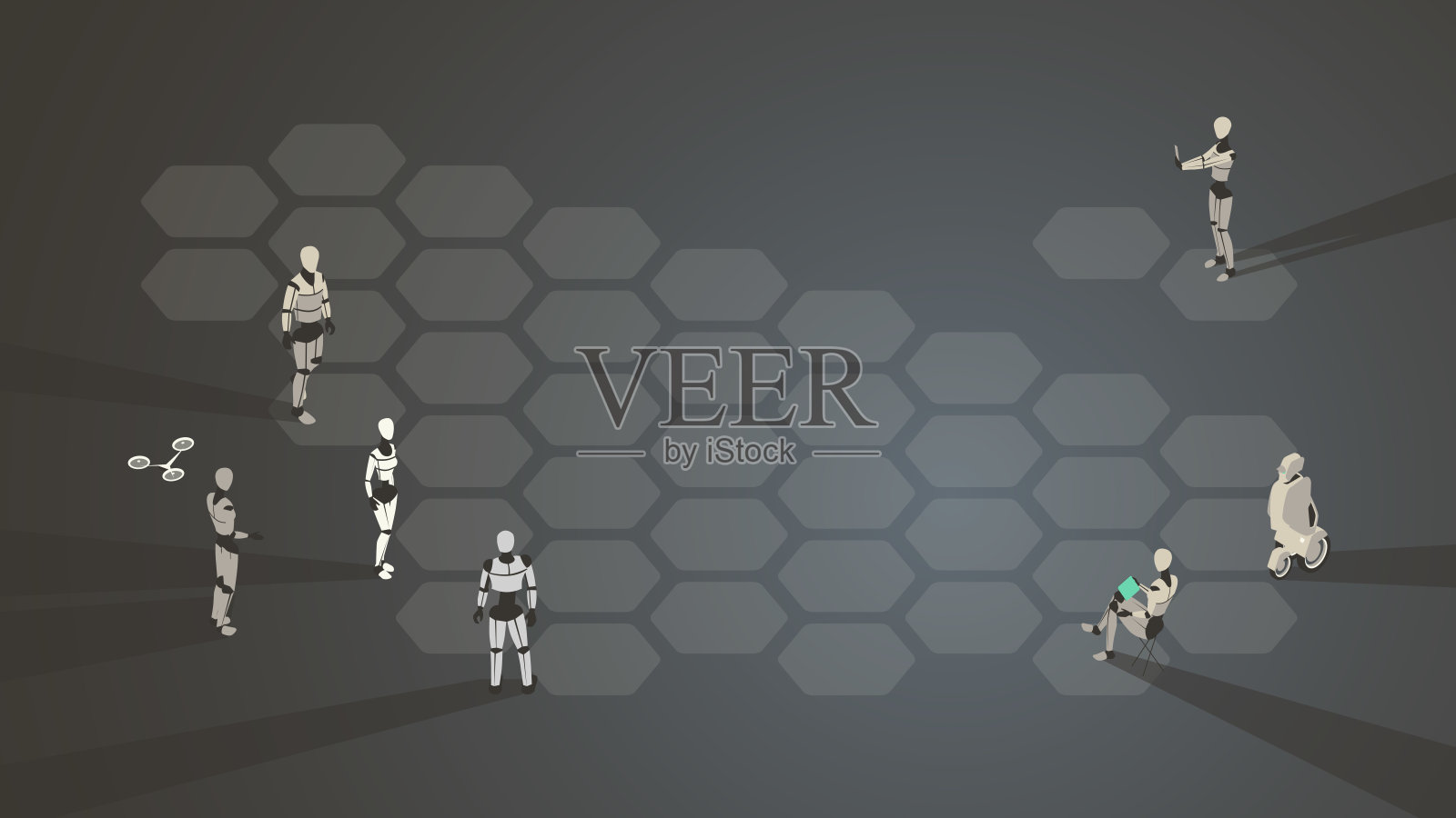 带有机器人的空白副本空间插画图片素材