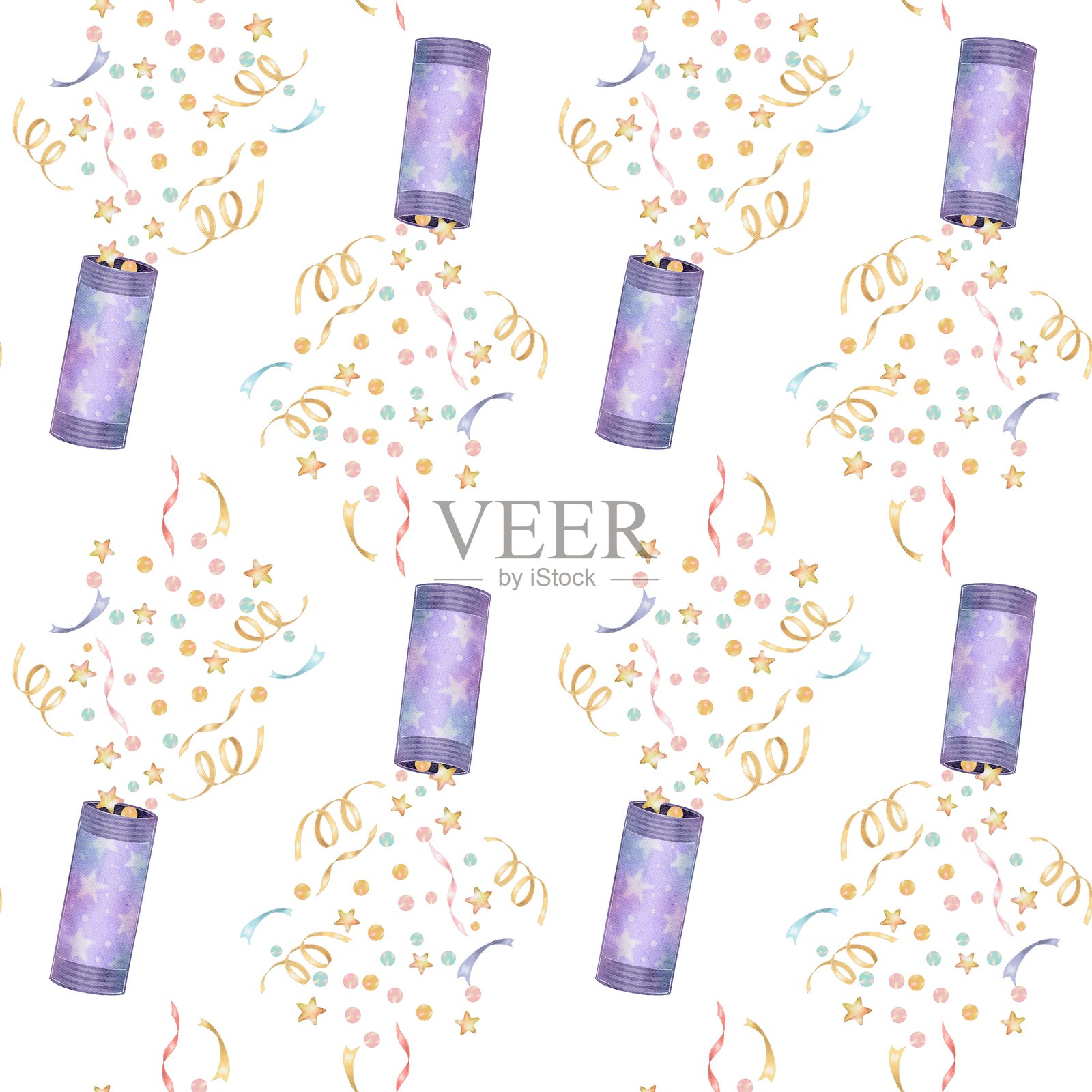 水彩派对彩纸图案插画图片素材