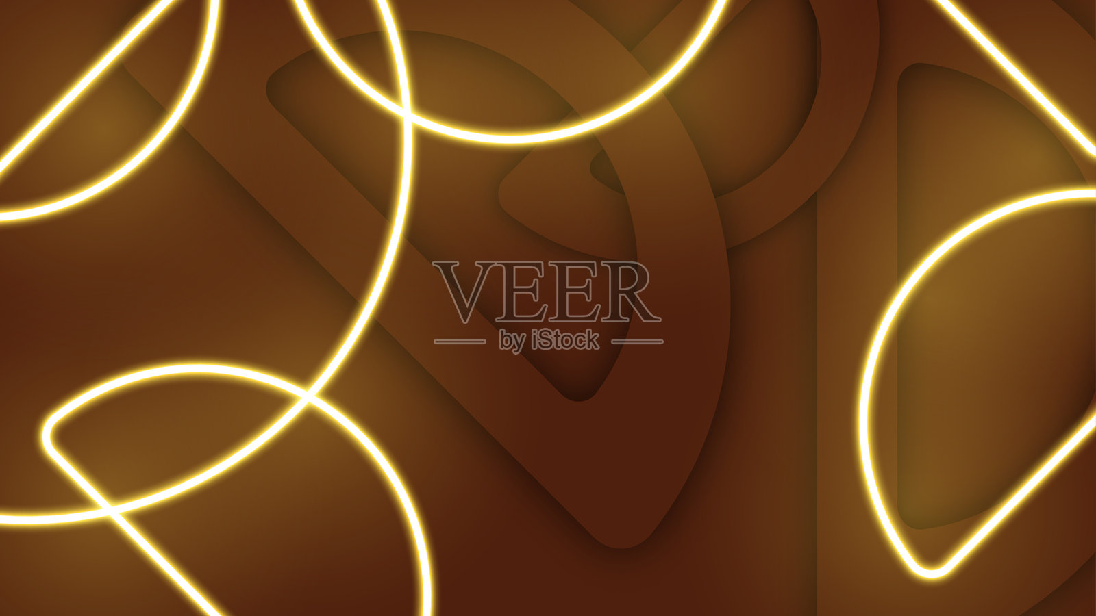 几何霓虹灯背景与剪纸风格插画图片素材