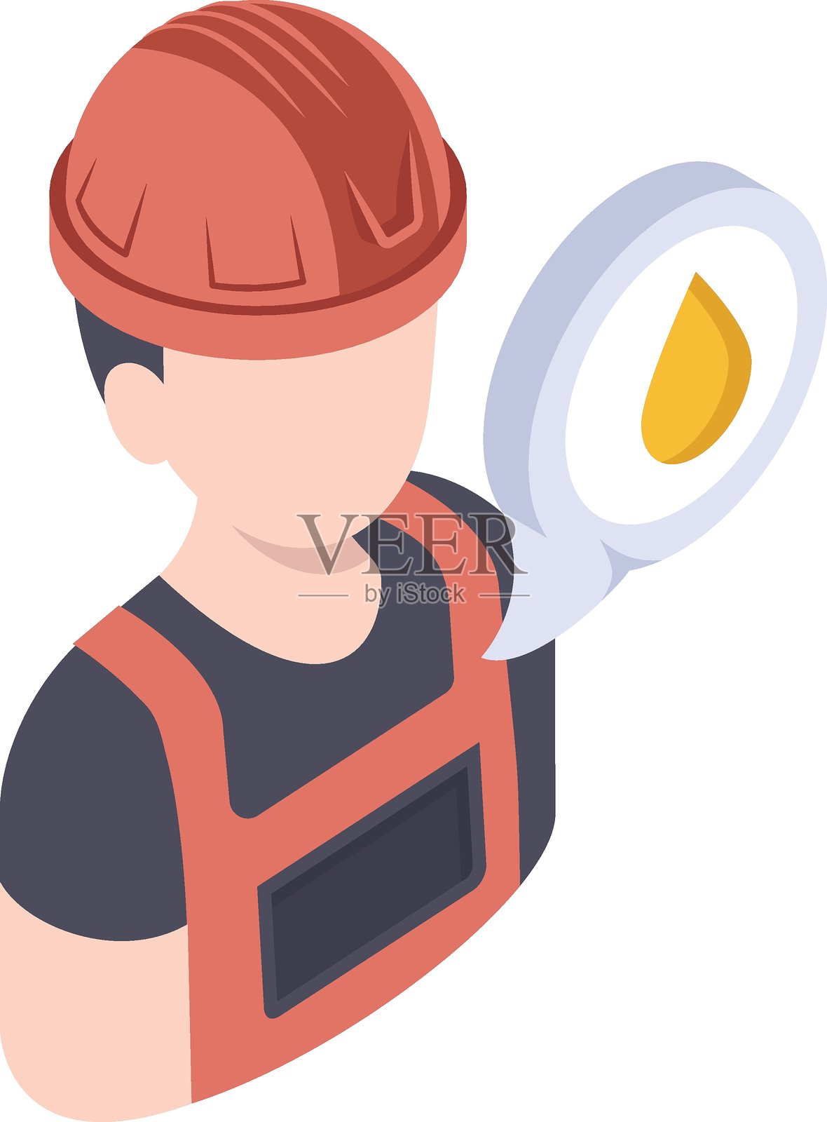 石油工人头像等距概念,工业厂长矢量彩色图标设计,石油和天然气行业符号,石油和汽油标志,服务与供应插图插画图片素材