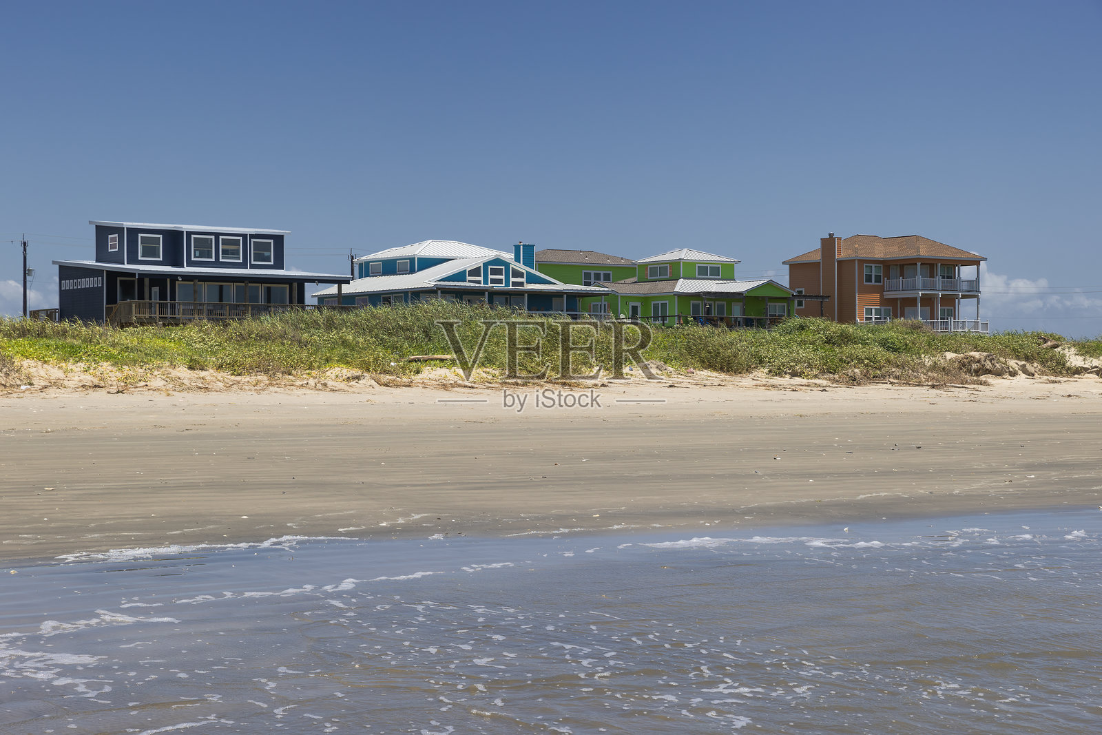 德克萨斯州牙买加海滩的海岸风景照片摄影图片