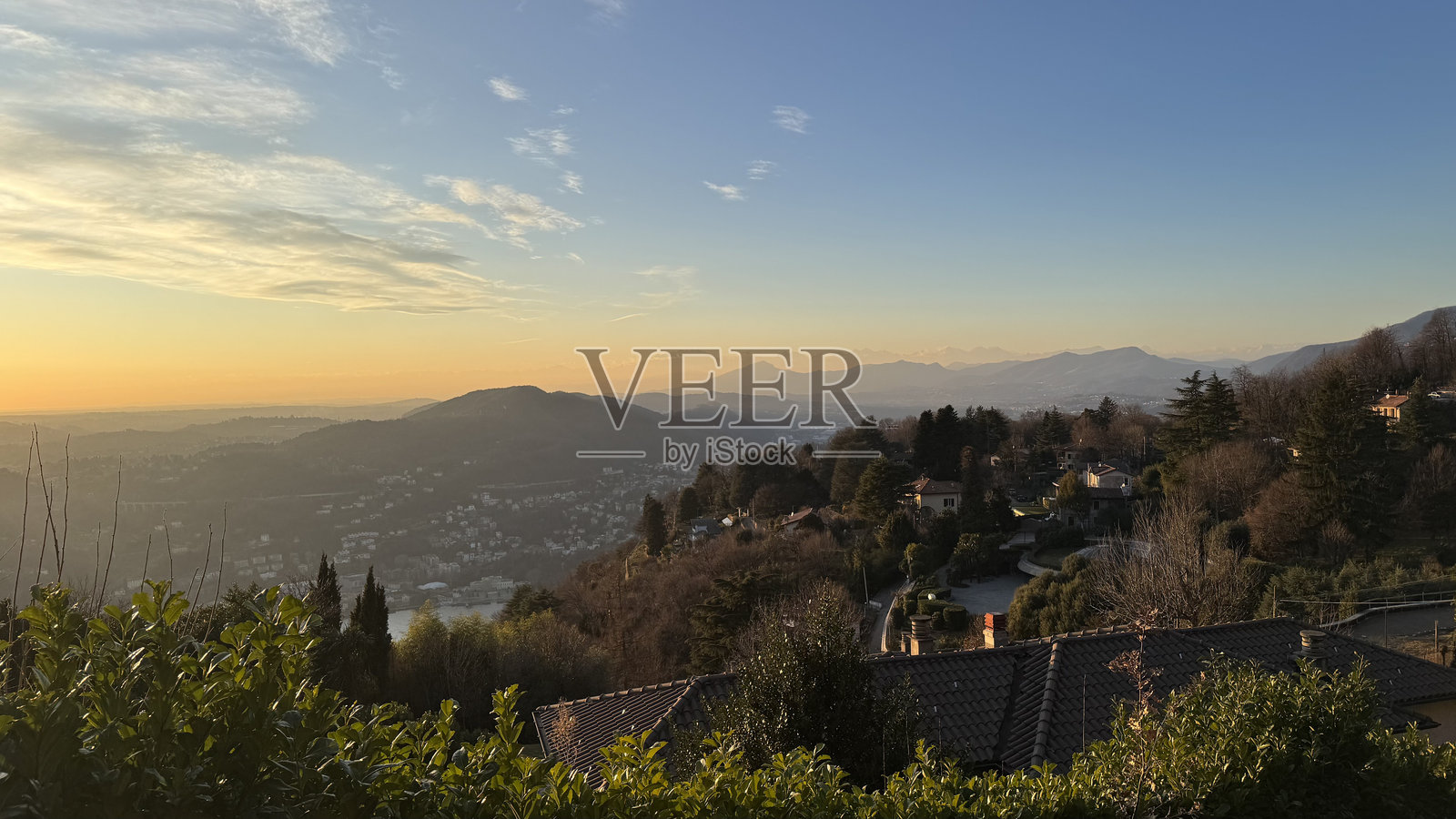 科摩市日落景观照片摄影图片