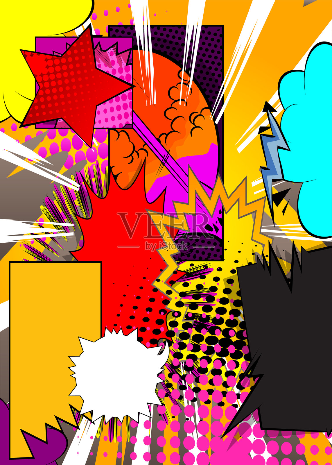 卡通背景,漫画书娱乐背景。复古矢量漫画波普艺术设计。插画图片素材