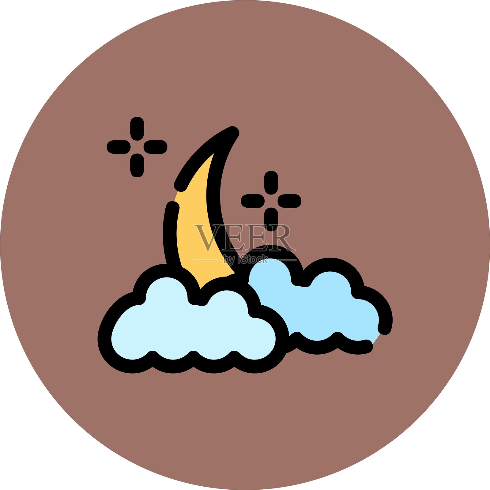 多云夜晚图标插画图片素材