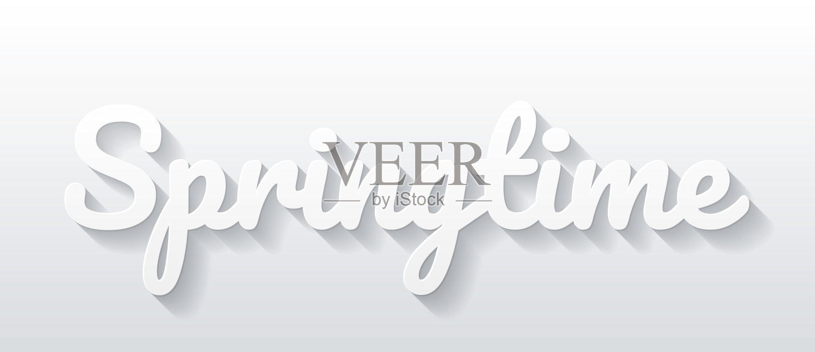 春天 - 平面设计,纸切割效果,背景为空白插画图片素材