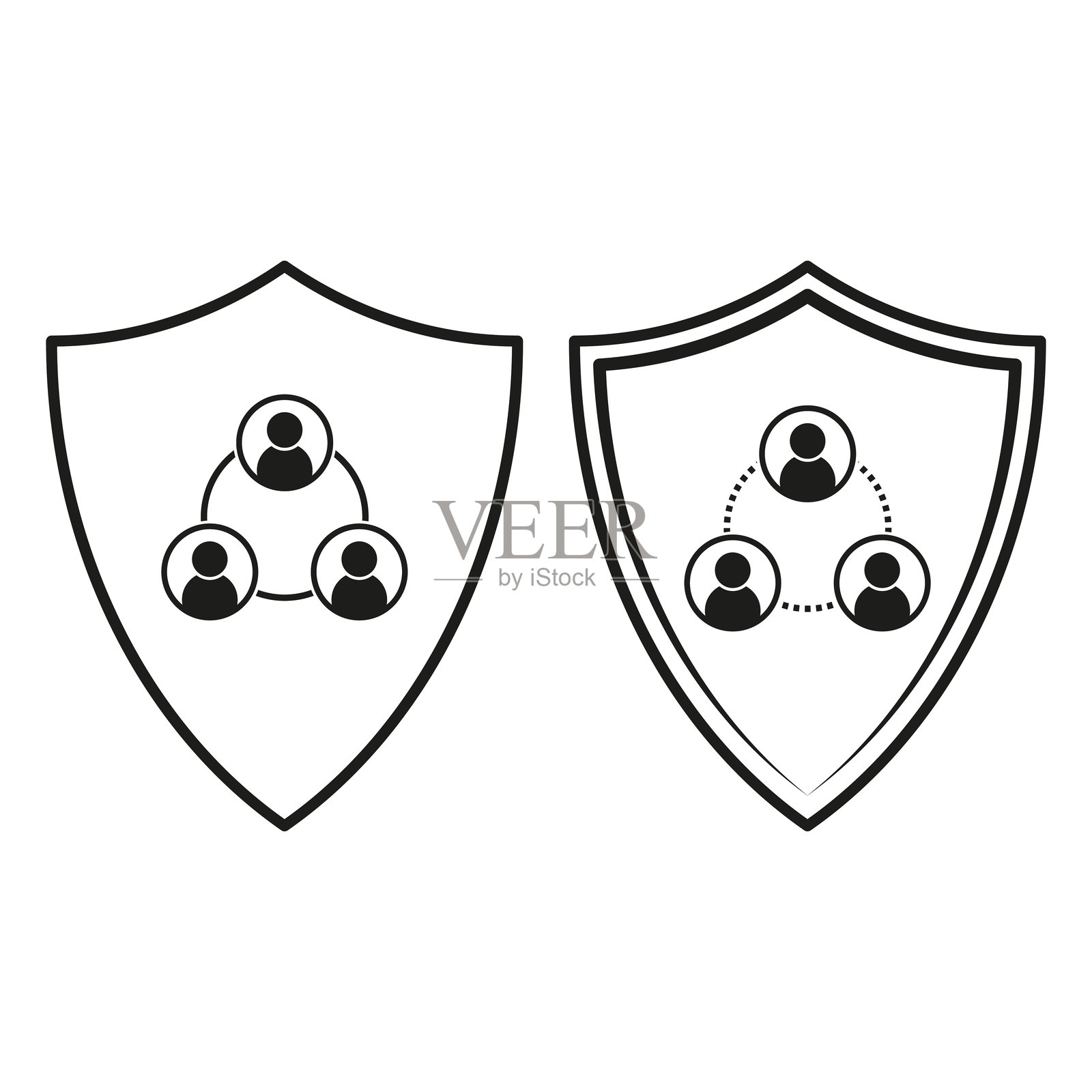 个人资料保护图标。安全用户保护。连接群体符号。矢量插图。插画图片素材