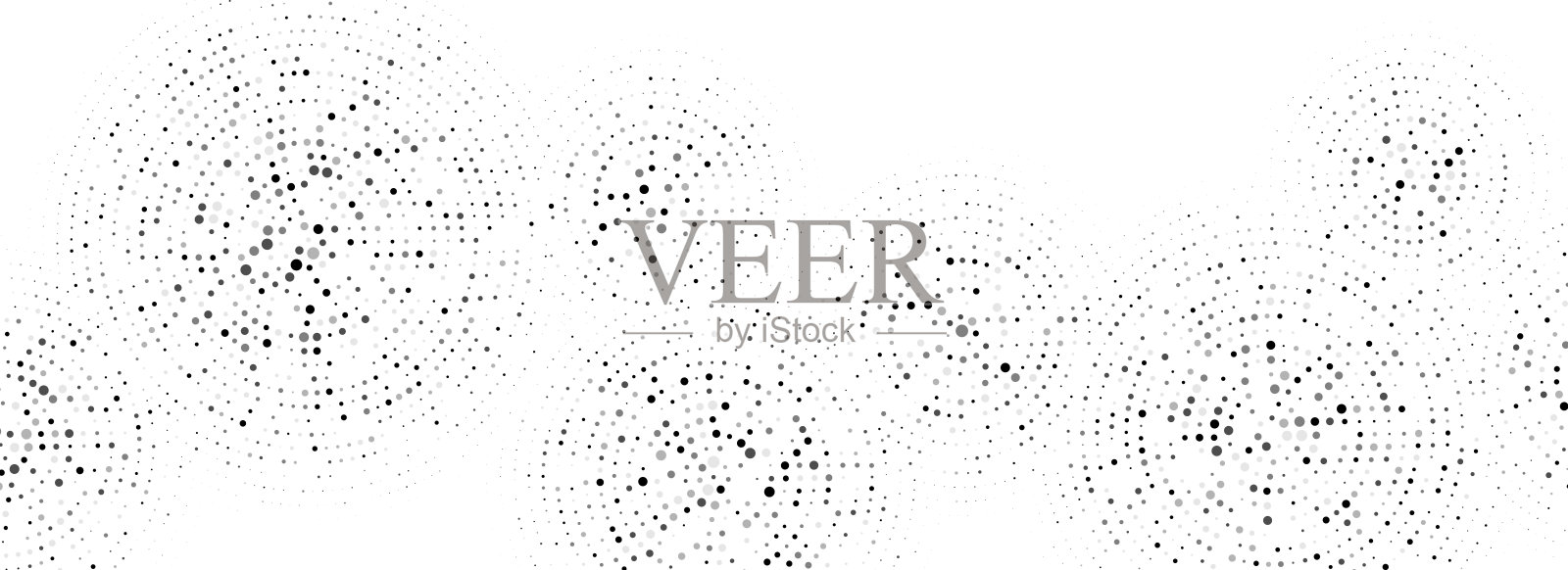 黑色圆点同心圆图案。径向半色调抽象水滴壁纸。波纹声波环背景。科技圆形粒子纹理,适用于横幅、海报、演示文稿。矢量背景。插画图片素材