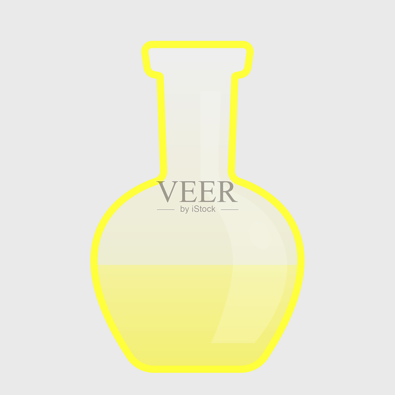 实验室透明玻璃烧瓶与黄色液体插图插画图片素材