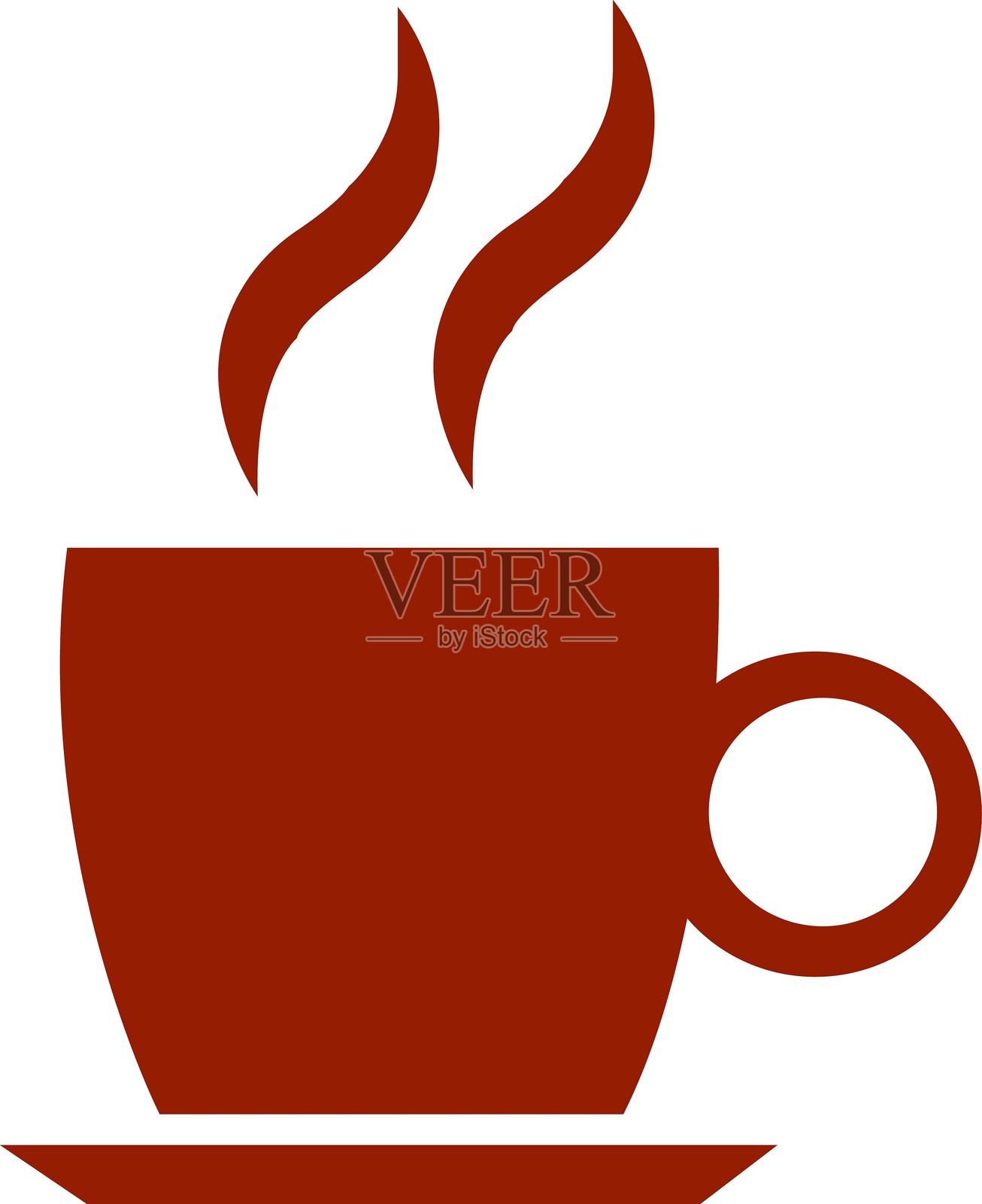 深红色咖啡杯和杂志设计。美味的咖啡和茶。咖啡杯图标集。白色背景上的咖啡和茶杯图标集。咖啡茶系列的茶杯。热饮图标。冒着蒸汽的咖啡杯。插画图片素材