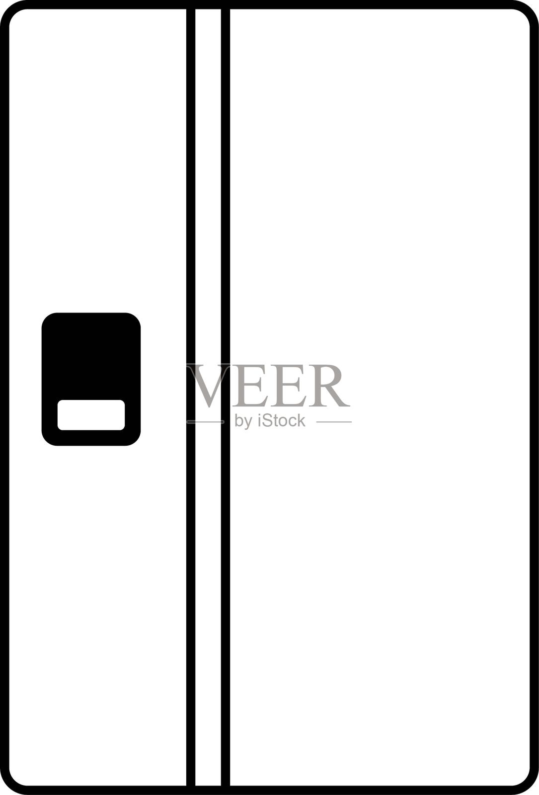 冰箱线条图标。冰箱类型、冷冻柜、酒柜、商业主要电器、冷藏展示柜。适用于家用设备商店的细线标志,背景为白色。插画图片素材