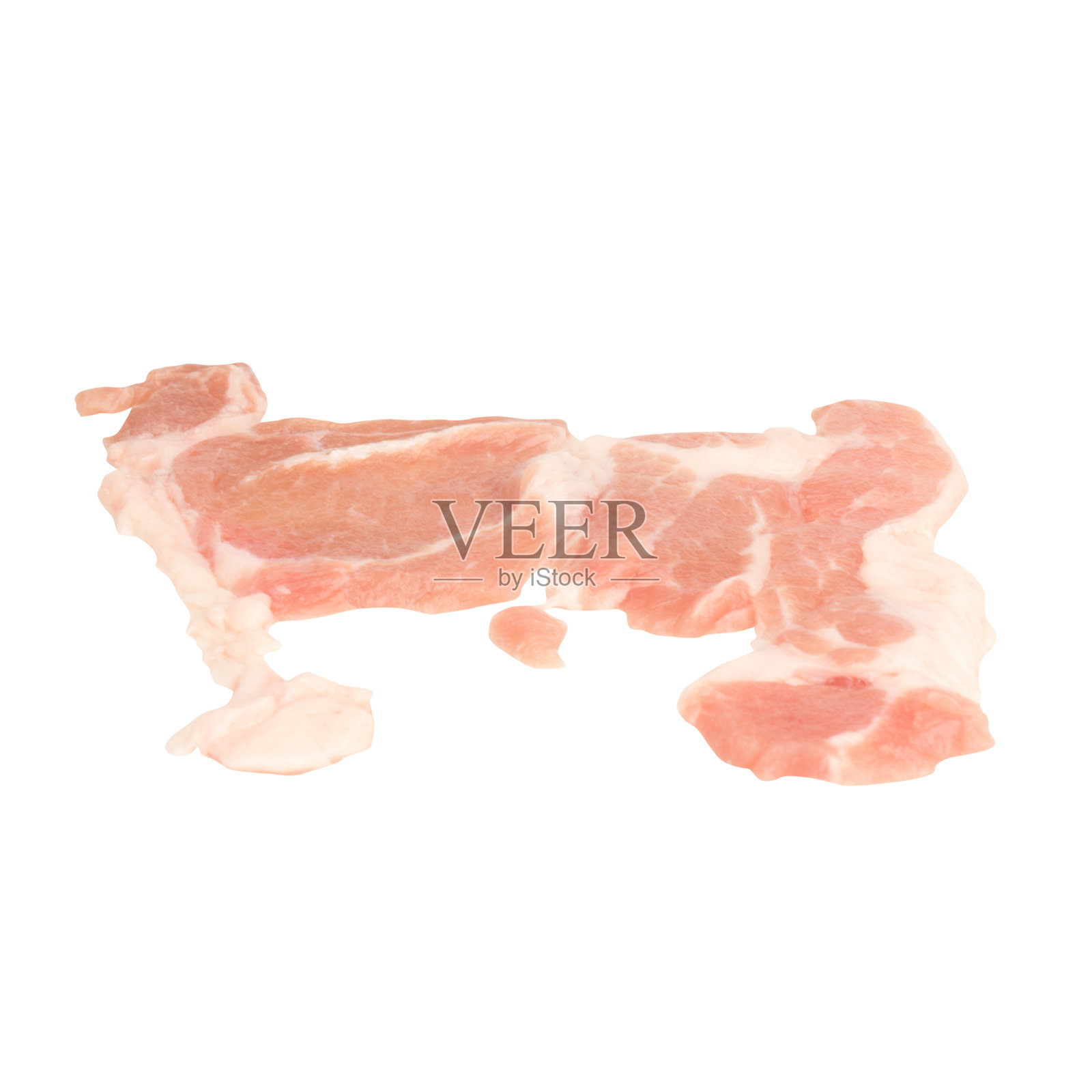 新鲜切片的带皮猪肩肉,孤立在白色背景上照片摄影图片