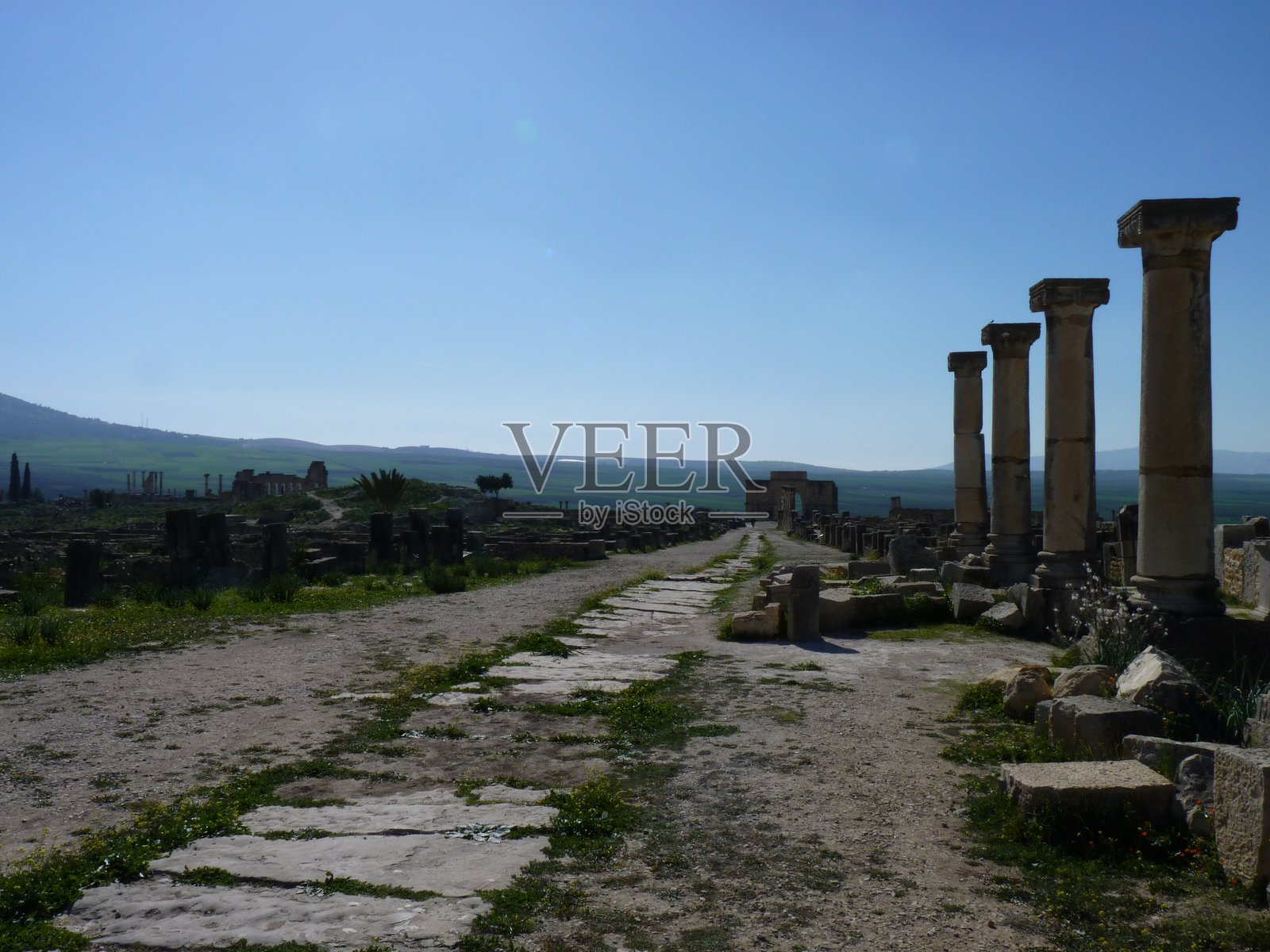 摩洛哥的柏柏尔-罗马城市沃卢比利斯照片摄影图片