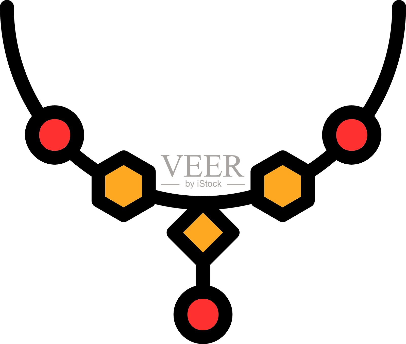 项链线条填充风格图标设计插画图片素材