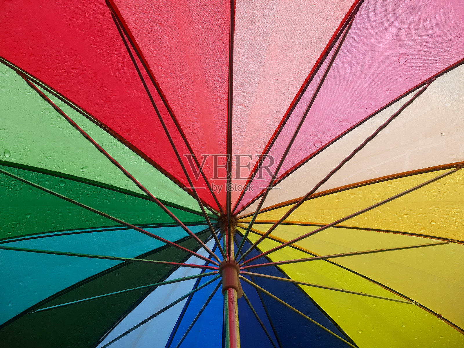 五彩斑斓的雨伞特写镜头照片摄影图片