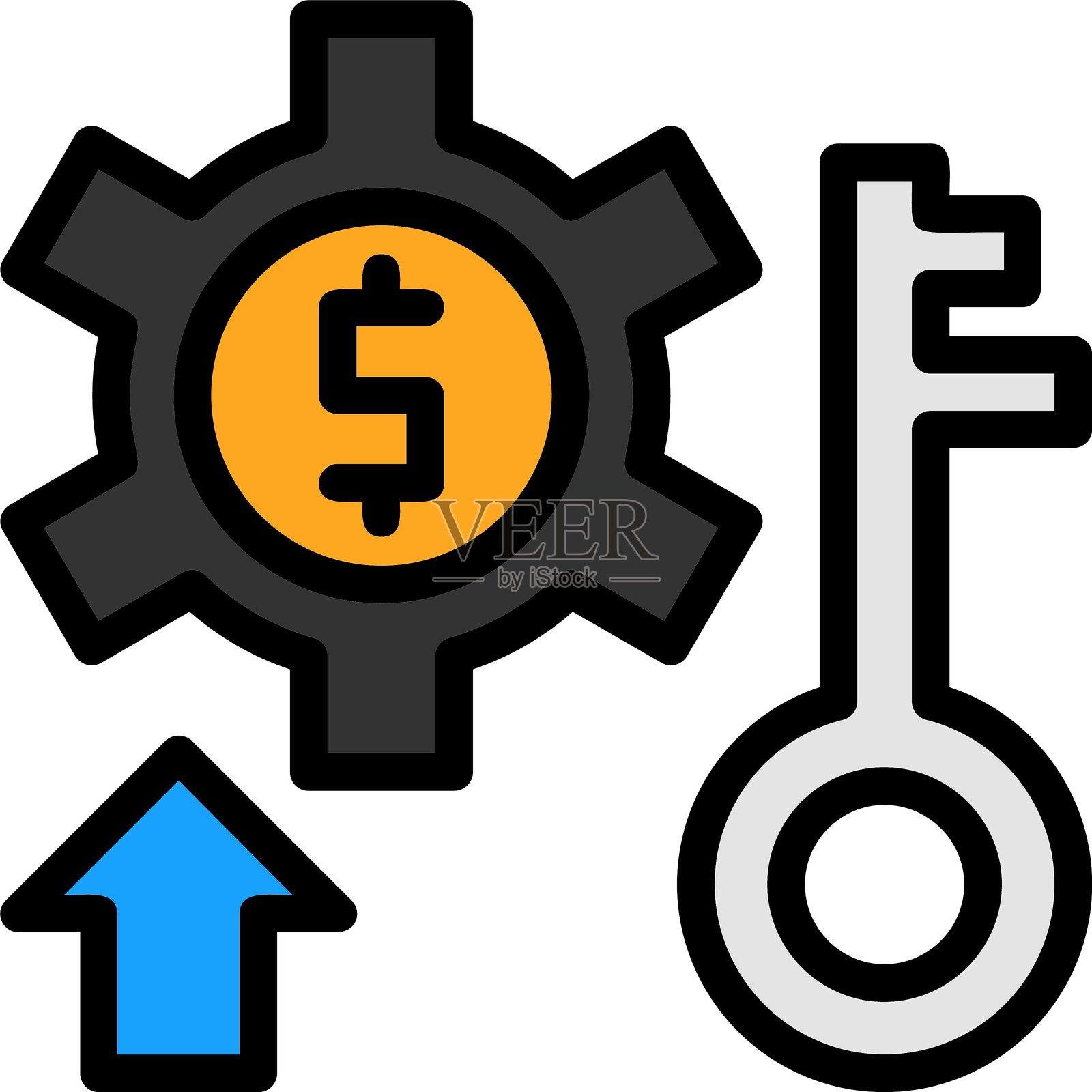 成功关键线填充风格图标设计插画图片素材