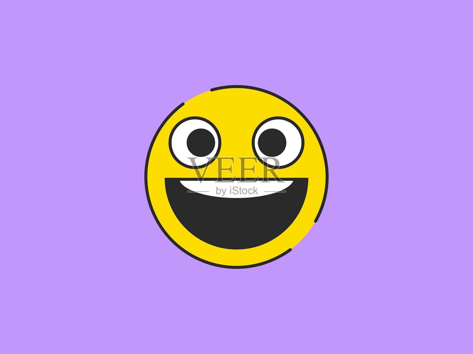 可爱的线条表情符号在紫色背景上插画图片素材