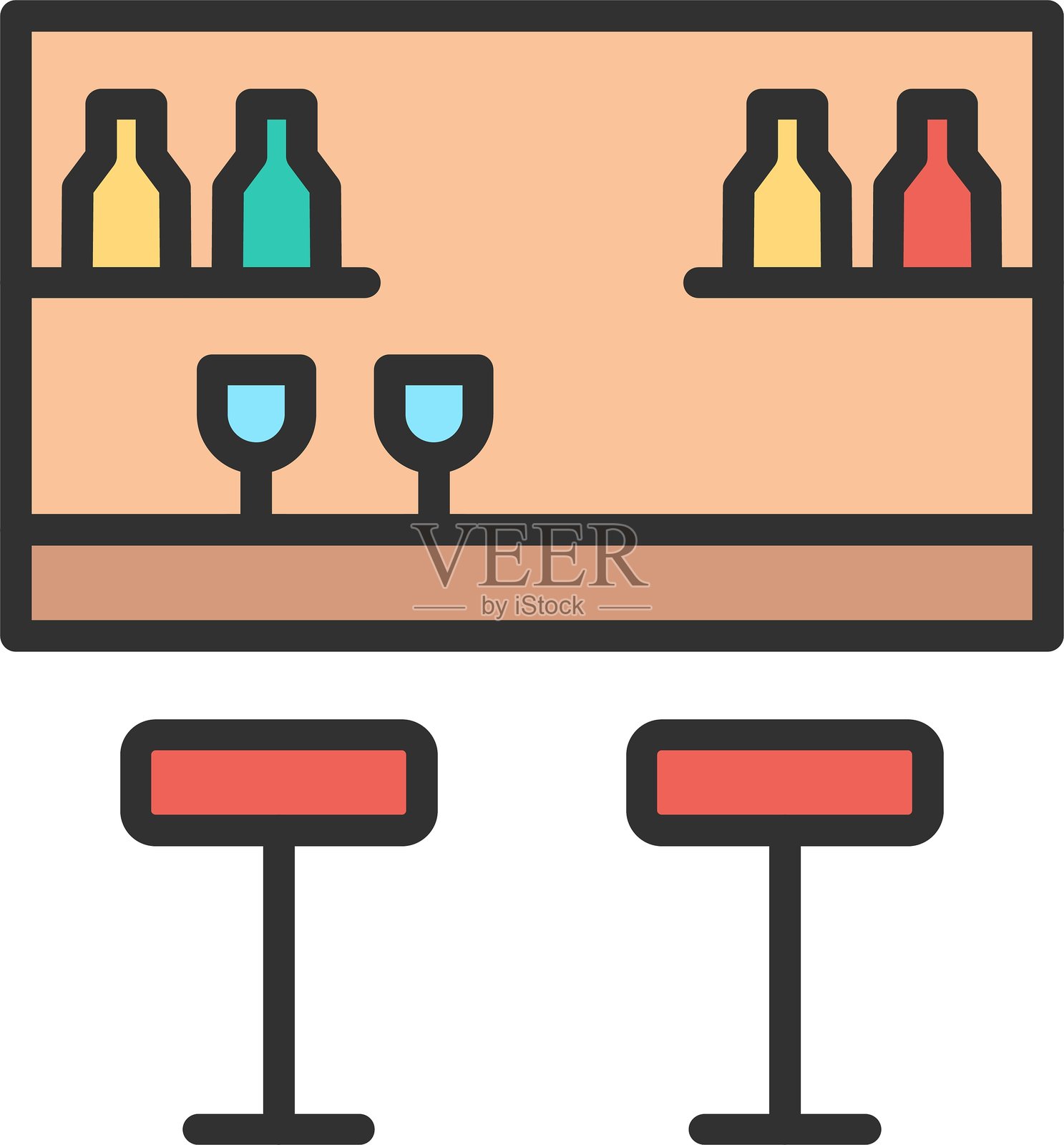 条形图轮廓填充图标插画图片素材