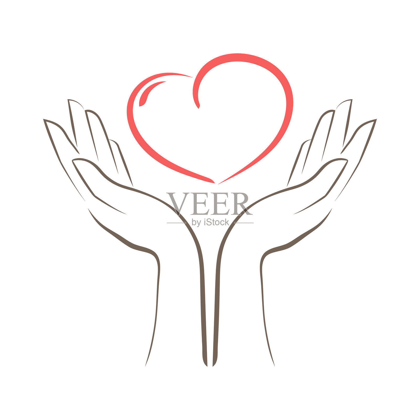 心在一个男人的手中。剪影线条。爱。插画图片素材