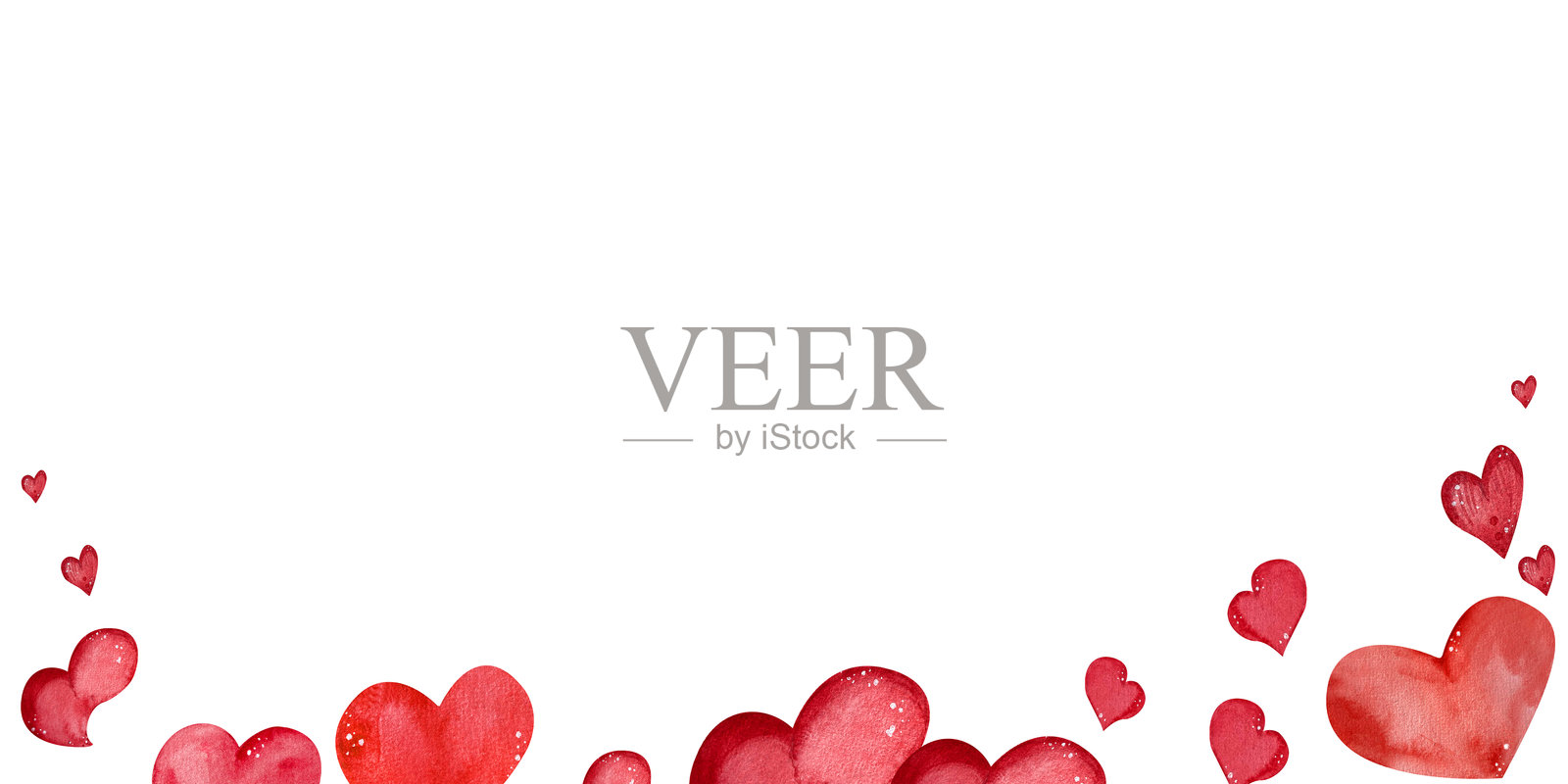 水彩明亮爱心横幅背景,适用于banner和明信片设计插画图片素材