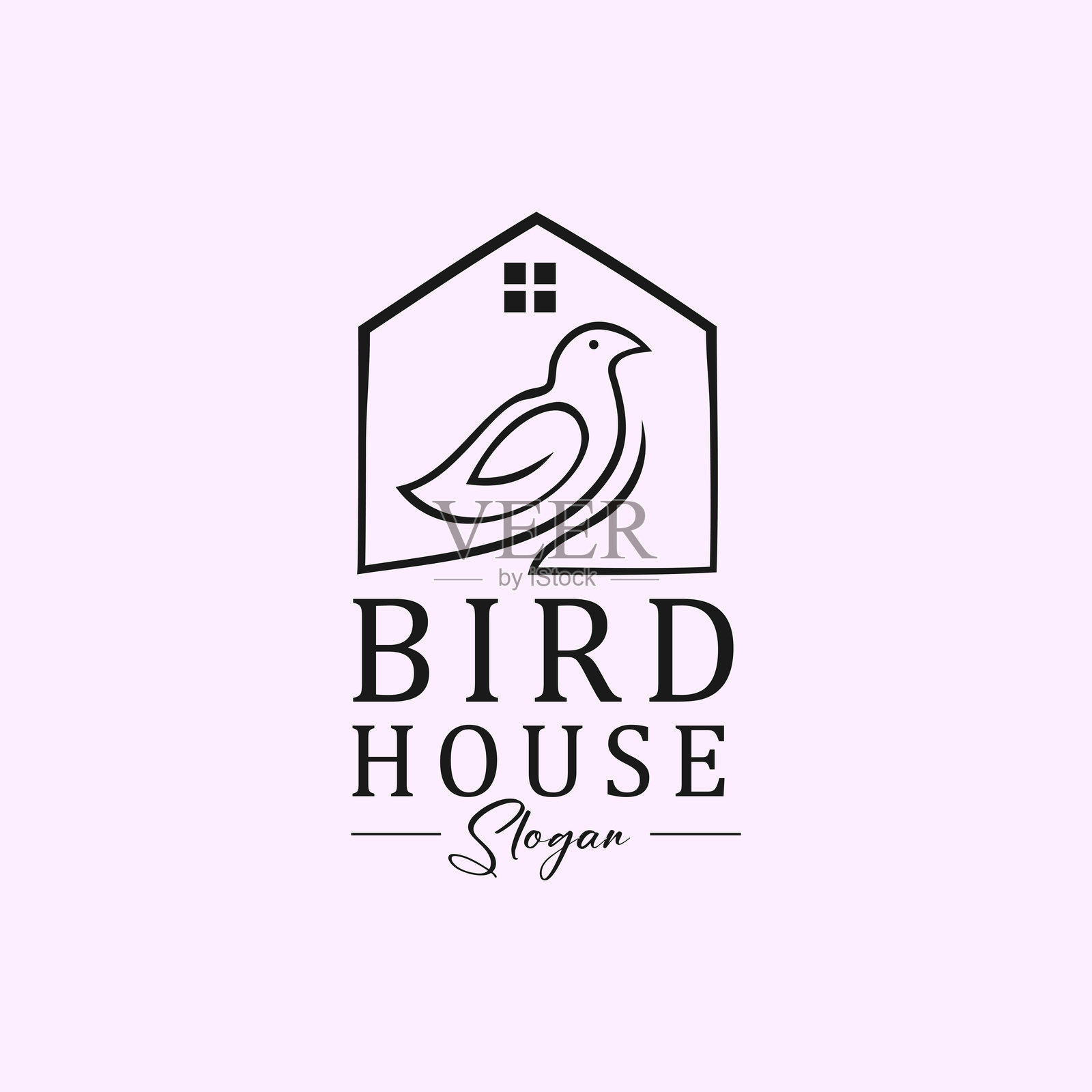 鸟屋线条艺术矢量设计插图插画图片素材