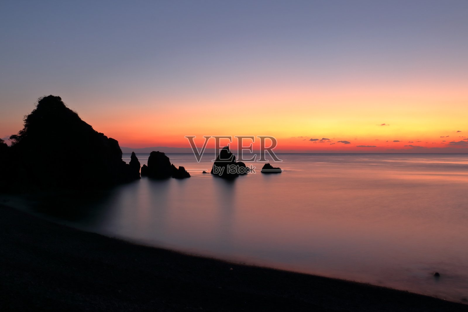 冬季在五色海滩等待日出(高知县横浪半岛)照片摄影图片