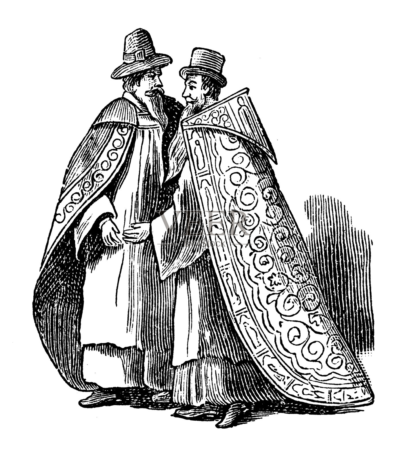 穿着斗篷的绅士插画图片素材