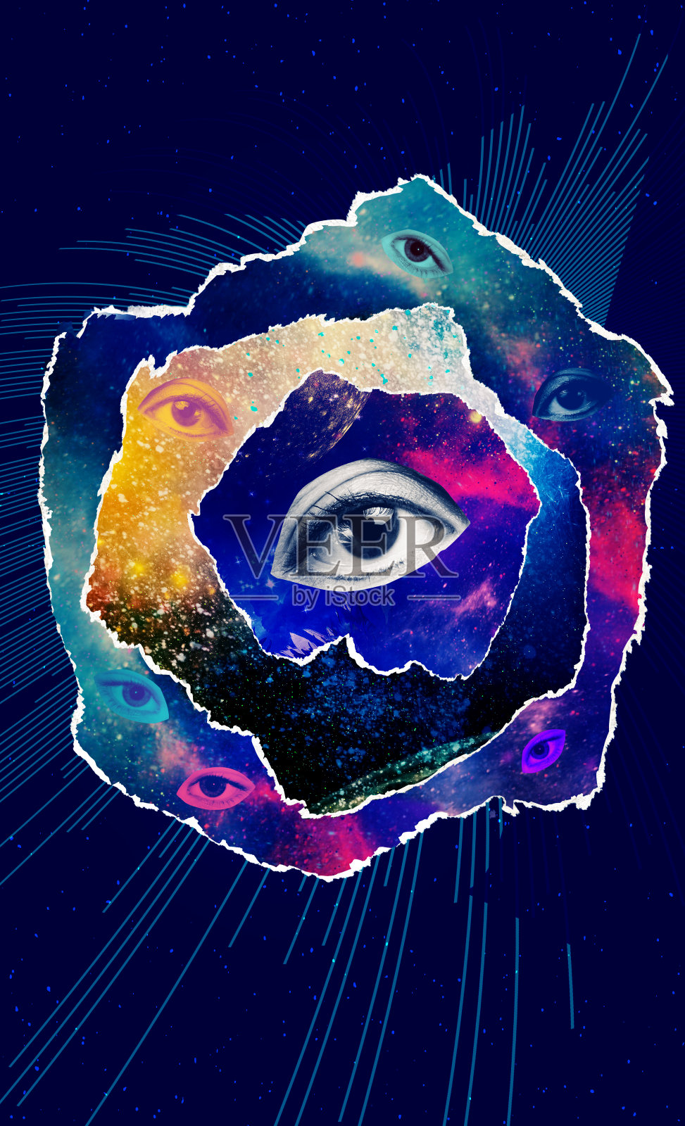 女性科学家。女性天体物理学家,探索太空的融合,天文物体。旅行的概念。照片摄影图片