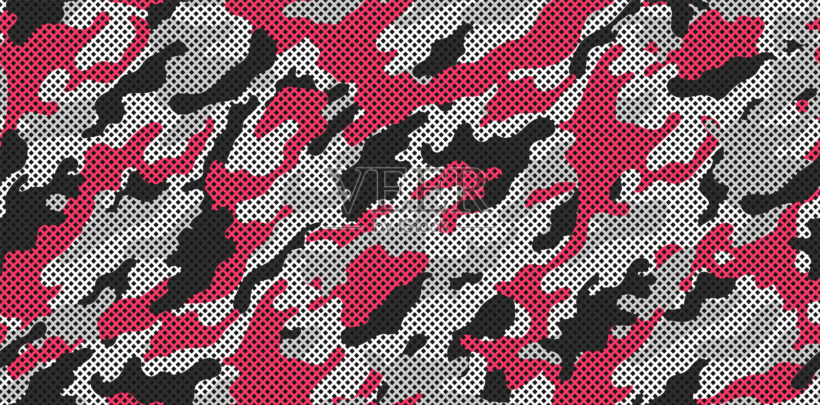 红色迷彩军事图案,无缝网格图案。用于纺织设计的矢量迷彩图案。插画图片素材