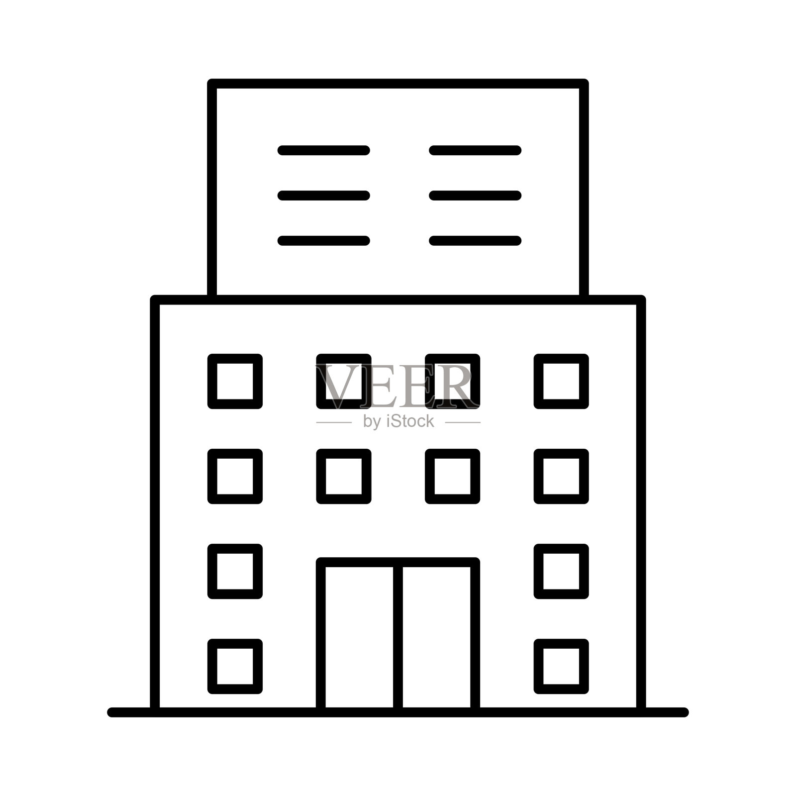 可编辑线条图标的建筑轮廓。房地产、建筑、房屋、家、物业矢量插图插画图片素材