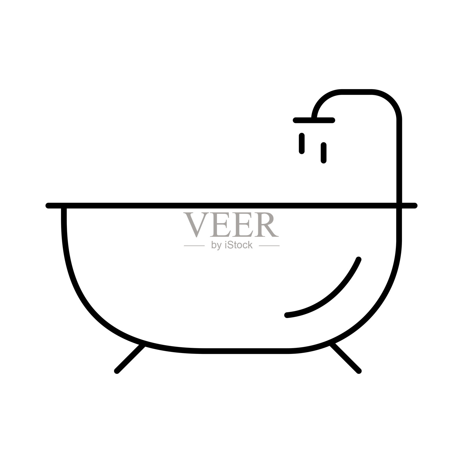 可编辑线条图标的浴缸。房地产、建筑、房屋、家、物业矢量插图插画图片素材