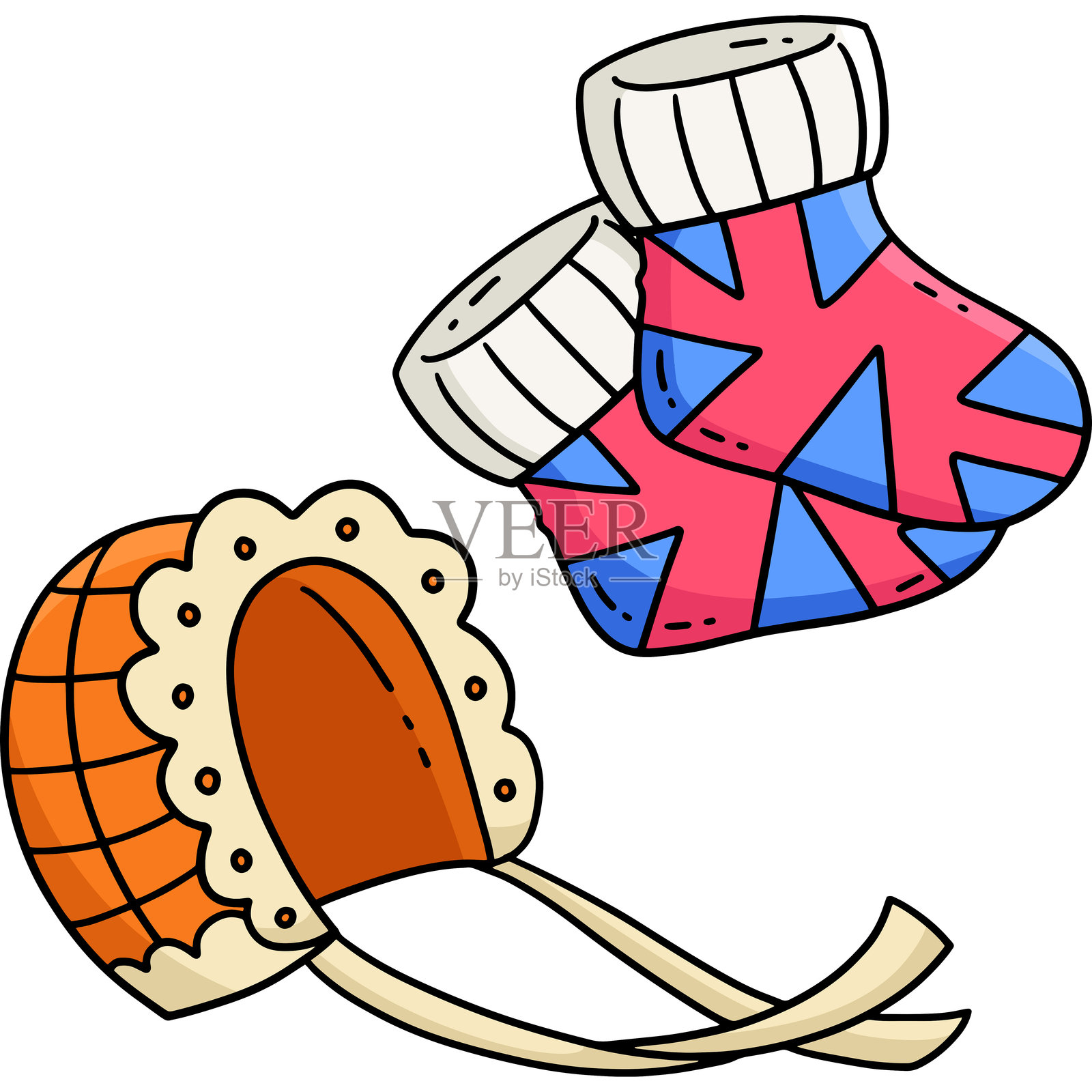 婴儿洗礼婴儿袜子卡通彩色剪贴画插画图片素材