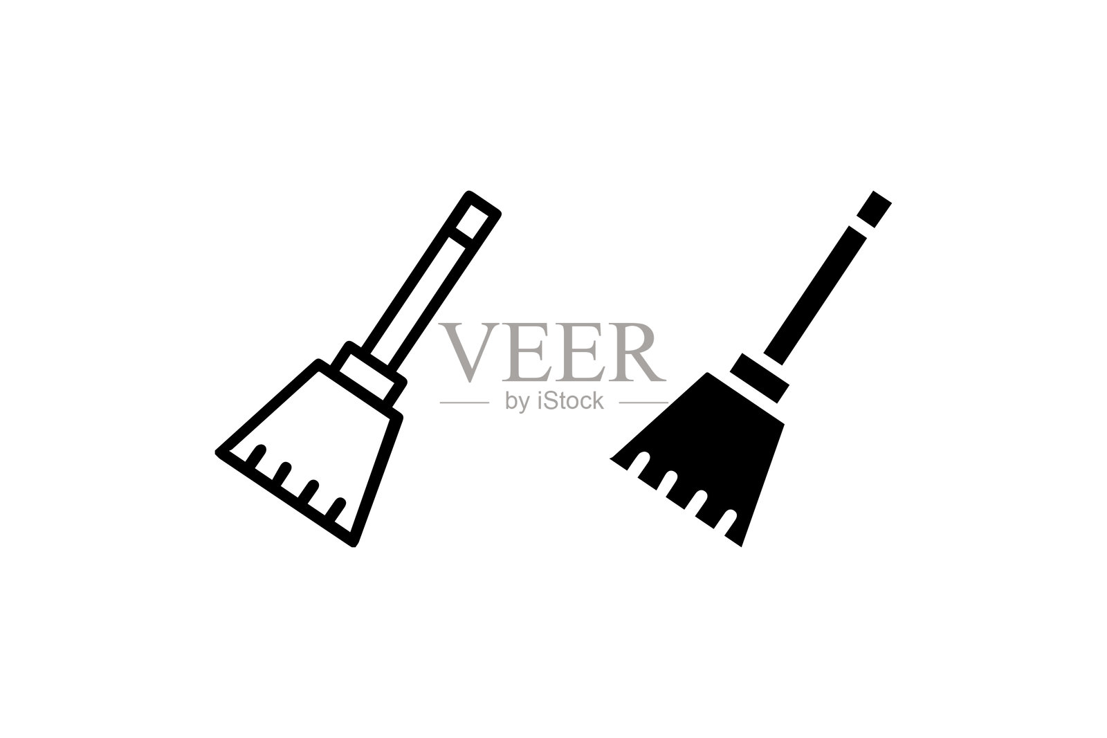 黑白矢量扫帚图标插画图片素材