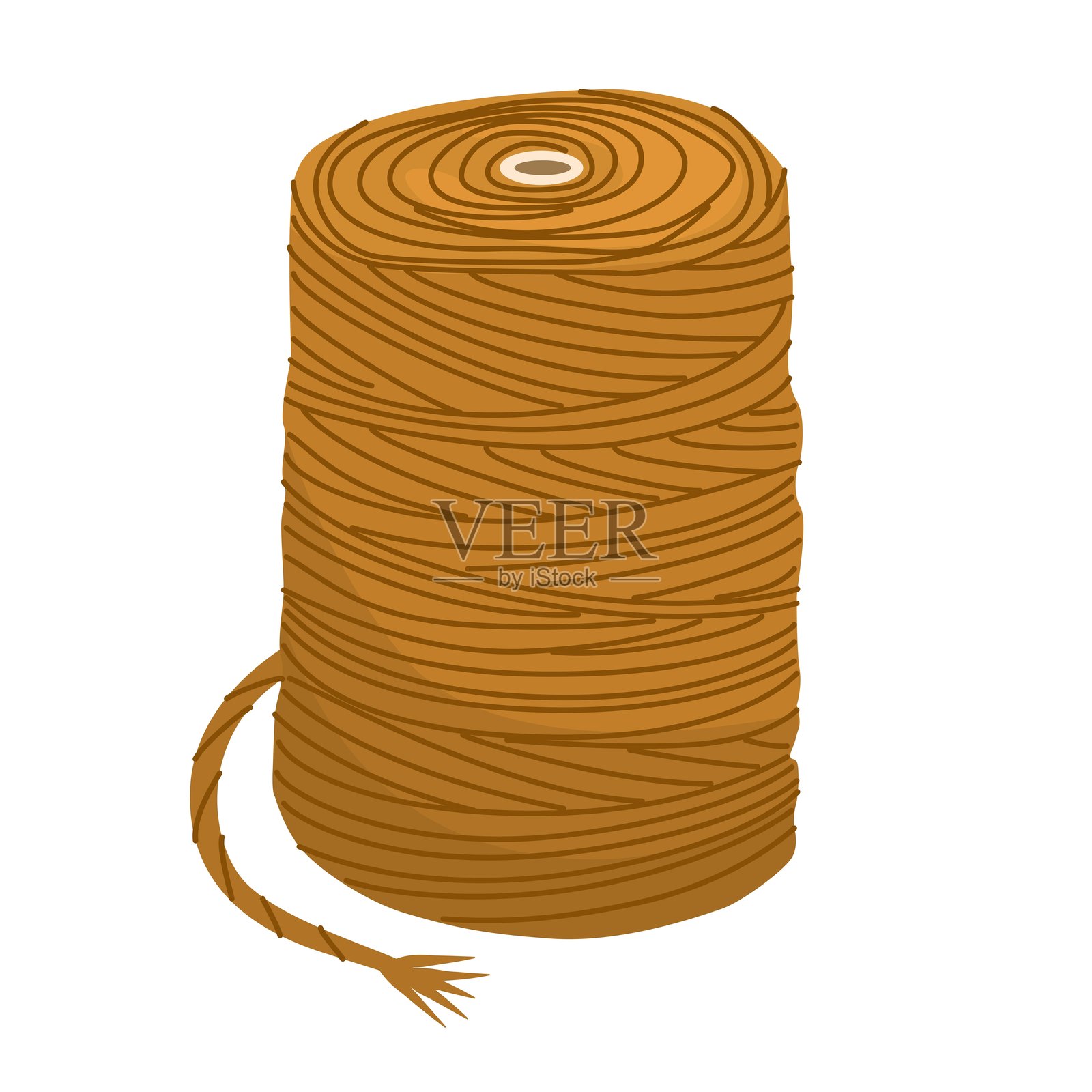 绳线卷。五金店。家用和农业工具。攀岩设备。手工艺用黄麻。矢量插图,透明背景。插画图片素材