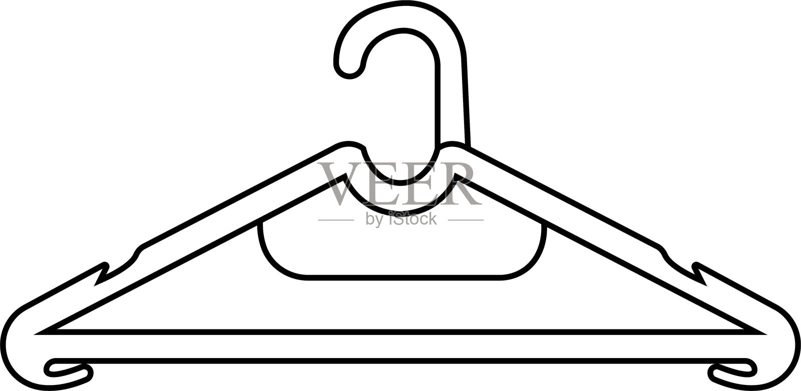 黑色衣架图标。高质量矢量时尚洗衣、衣橱。试衣间符号,用于信息图表、设计元素、网站、演示和透明背景下的应用。插画图片素材