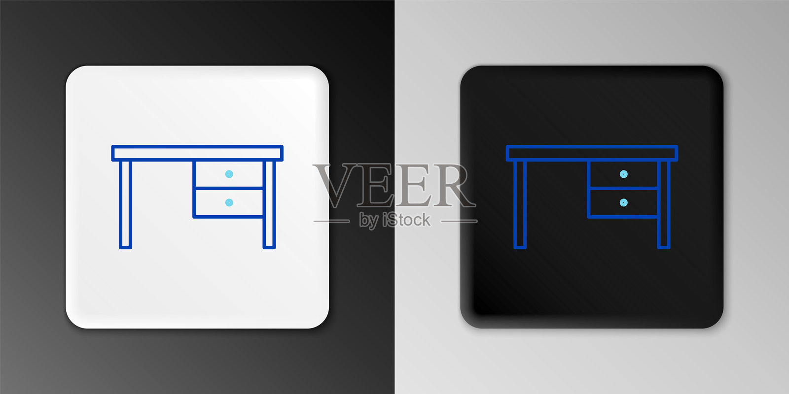 办公桌图标,背景为灰色。彩色轮廓概念。矢量图。插画图片素材