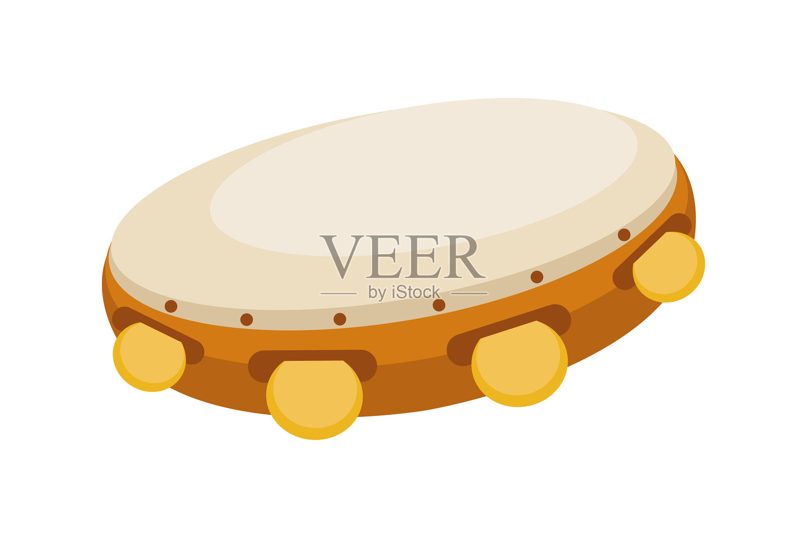 用于教育目的的白色背景上的铃鼓展示插画图片素材