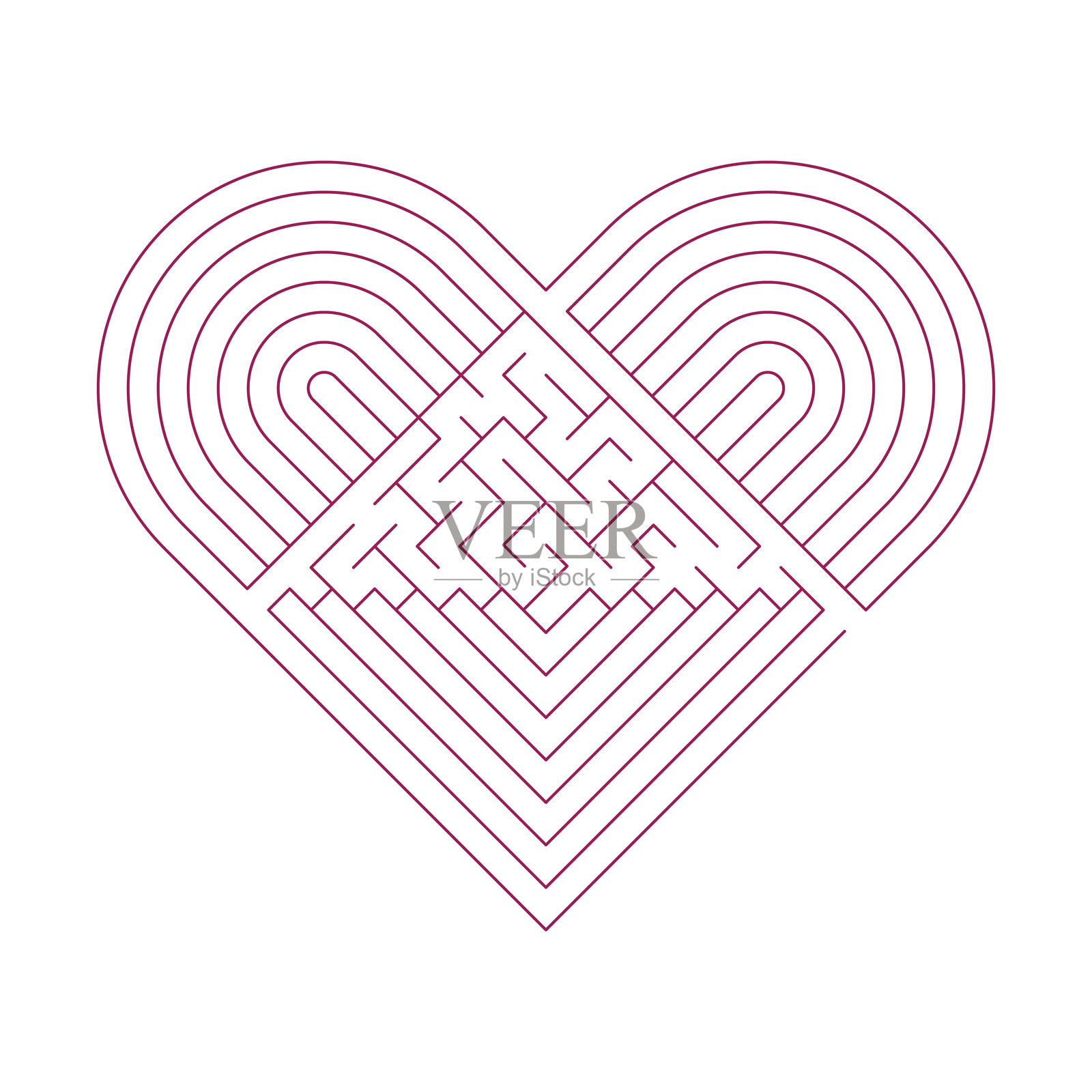 心形迷宫。寻找爱的概念。矢量插图,扁平设计插画图片素材