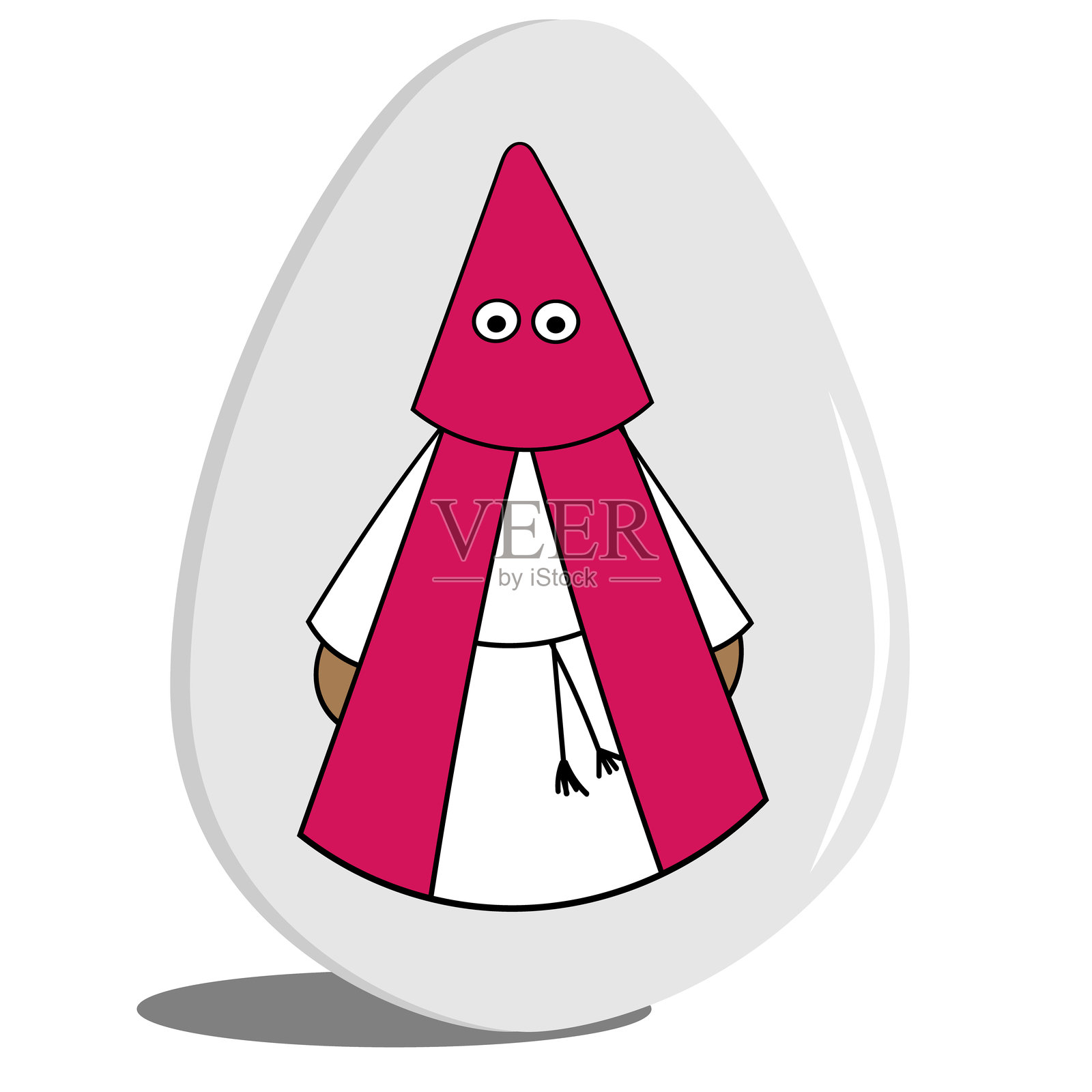 带有白色长袍、兜帽和红色缎面层的悔罪复活节彩蛋。插画图片素材