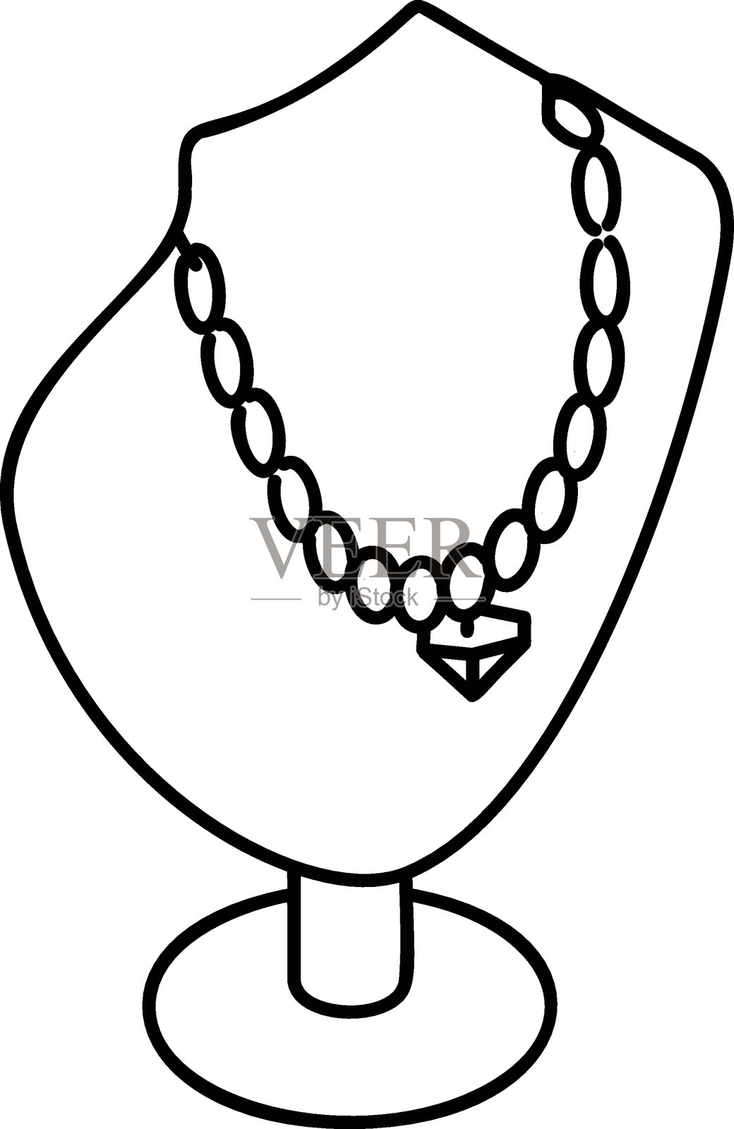 钻石项链或家族传家宝等距轮廓矢量图标,穆斯林婚姻符号,婚礼习俗标志,印度次大陆婚姻插图,马赫尔,嫁妆和礼物概念插画图片素材