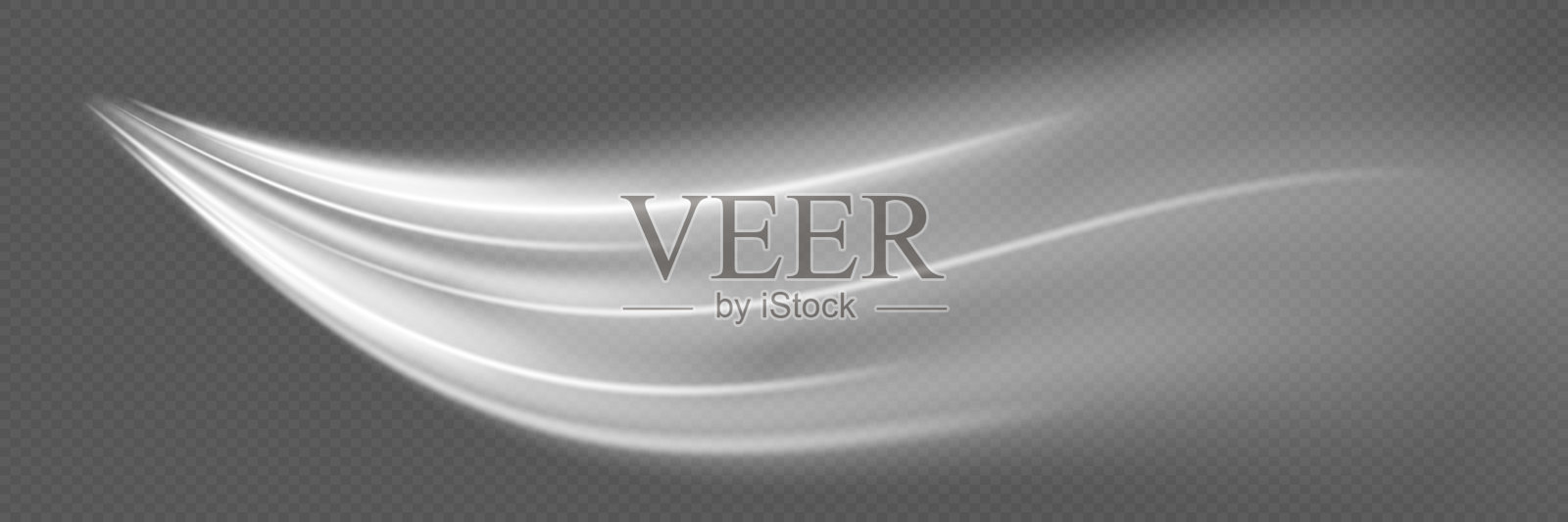 曲线光线运动效果。动态白色线条轨迹。插画图片素材