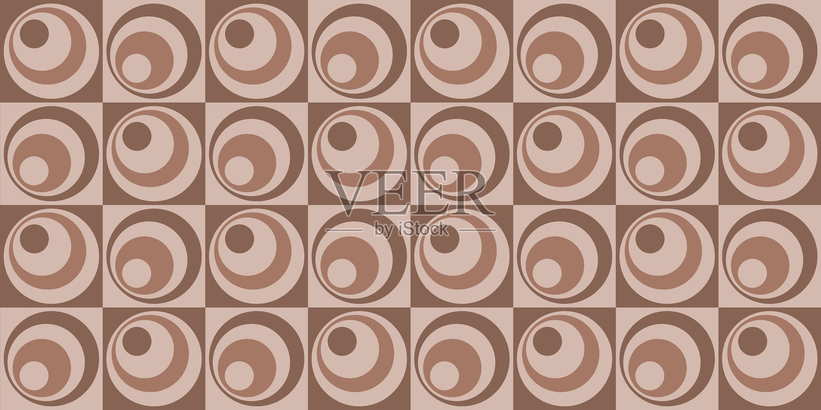 斯堪的纳维亚风格无缝几何圆形图案。米色和棕色的抽象背景插画图片素材