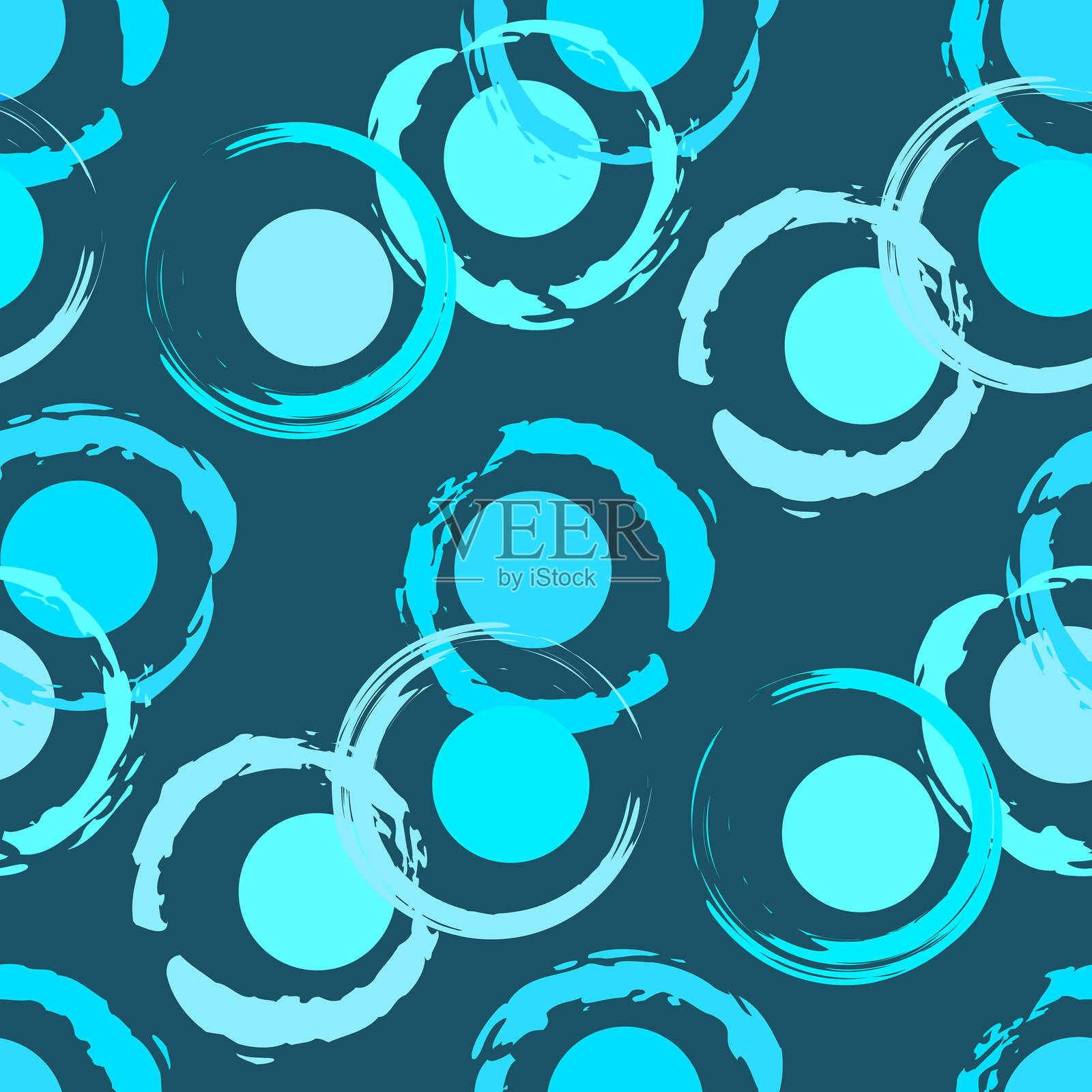 矢量 - 涂鸦圆圈无缝图案,彩色插图插画图片素材