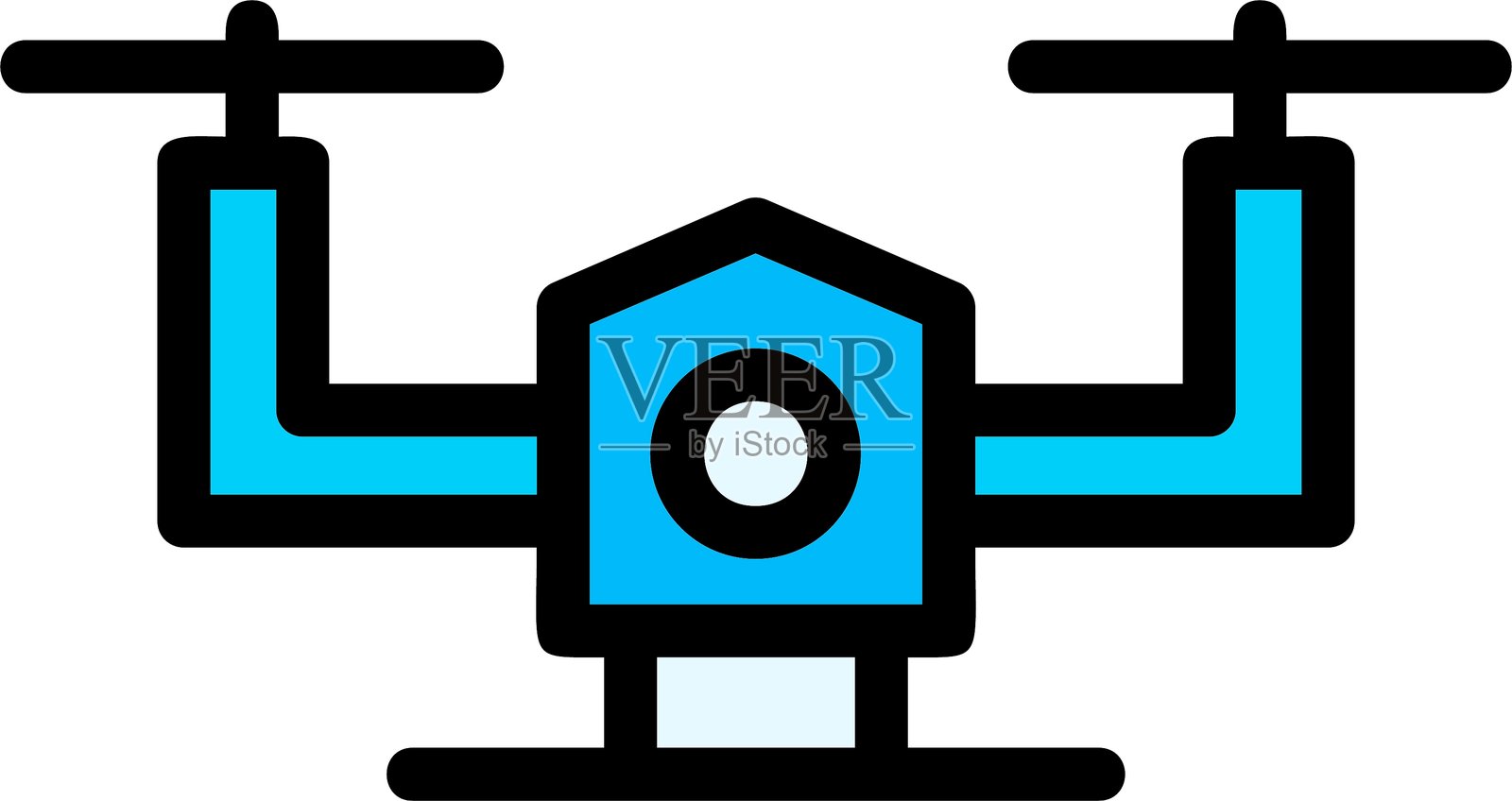 无人机线条填充风格图标设计插画图片素材