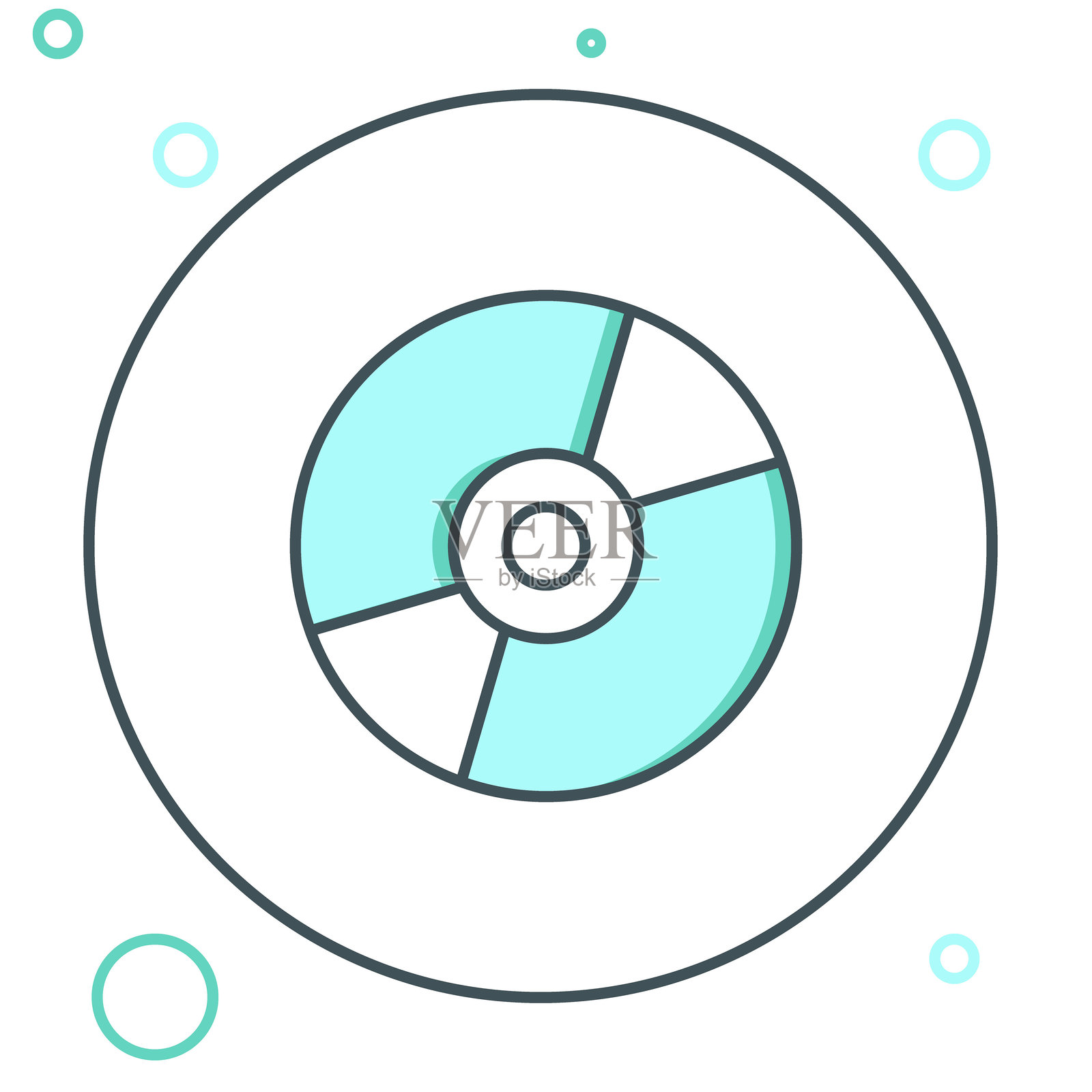 线条黑胶唱片图标,背景为白色。彩色轮廓概念。矢量图。插画图片素材