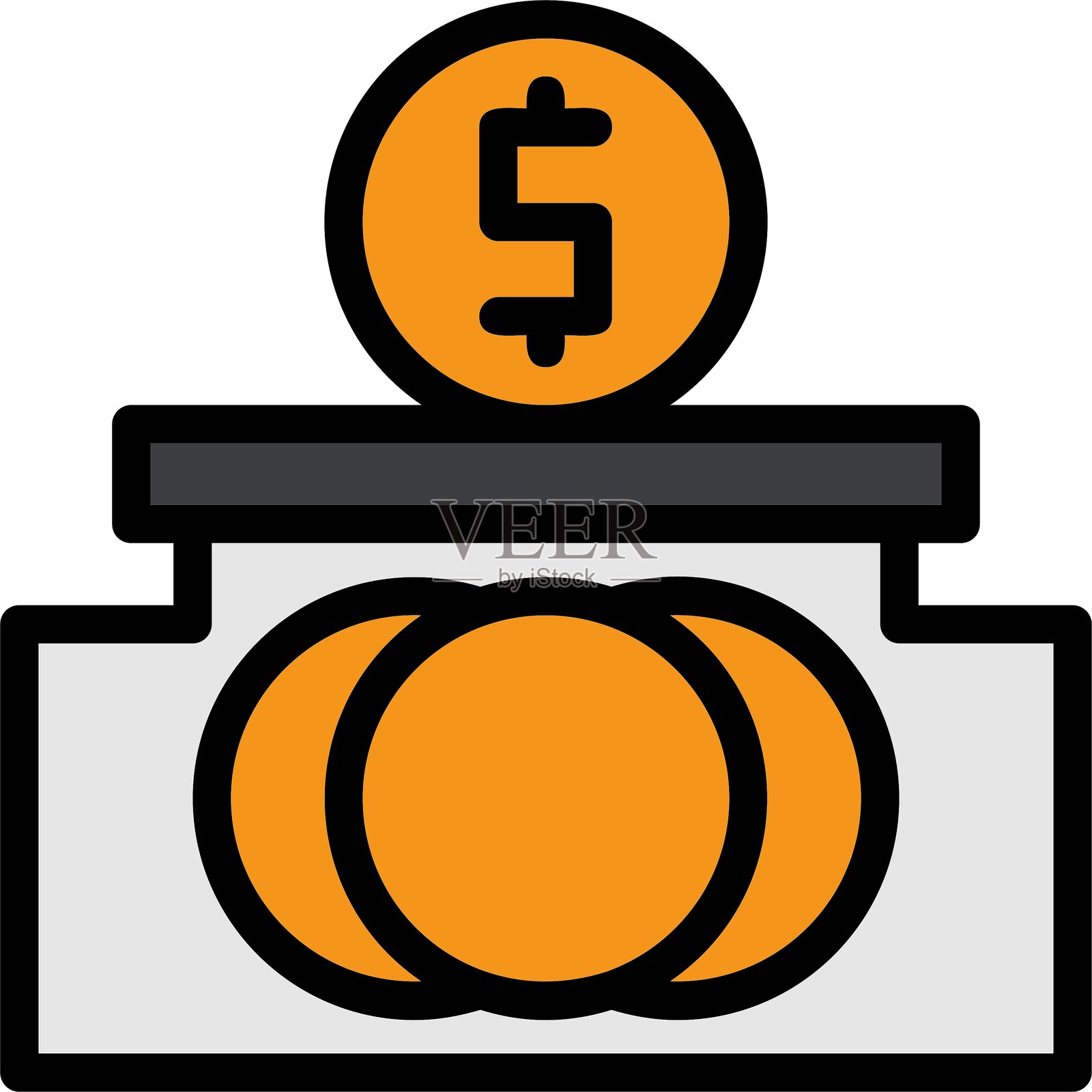 储蓄线填充风格图标设计插画图片素材