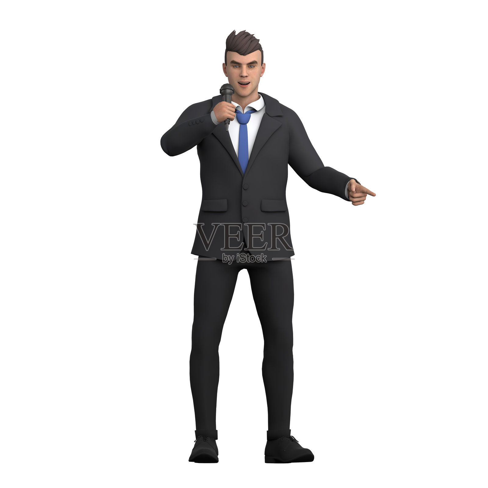 3D专业律师角色:自信地做演示的男律师照片摄影图片