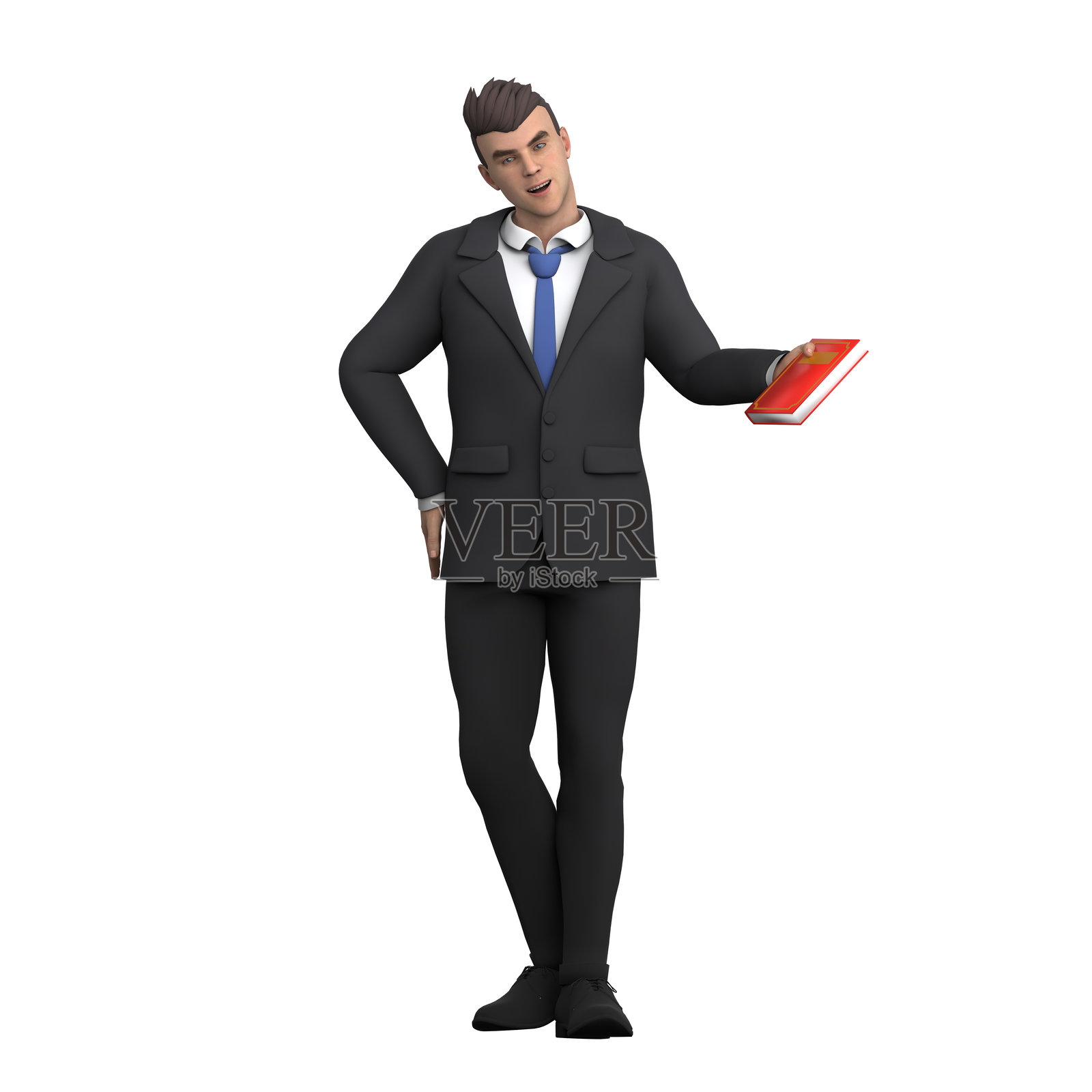 3D男性律师角色:手持书籍的律师照片摄影图片