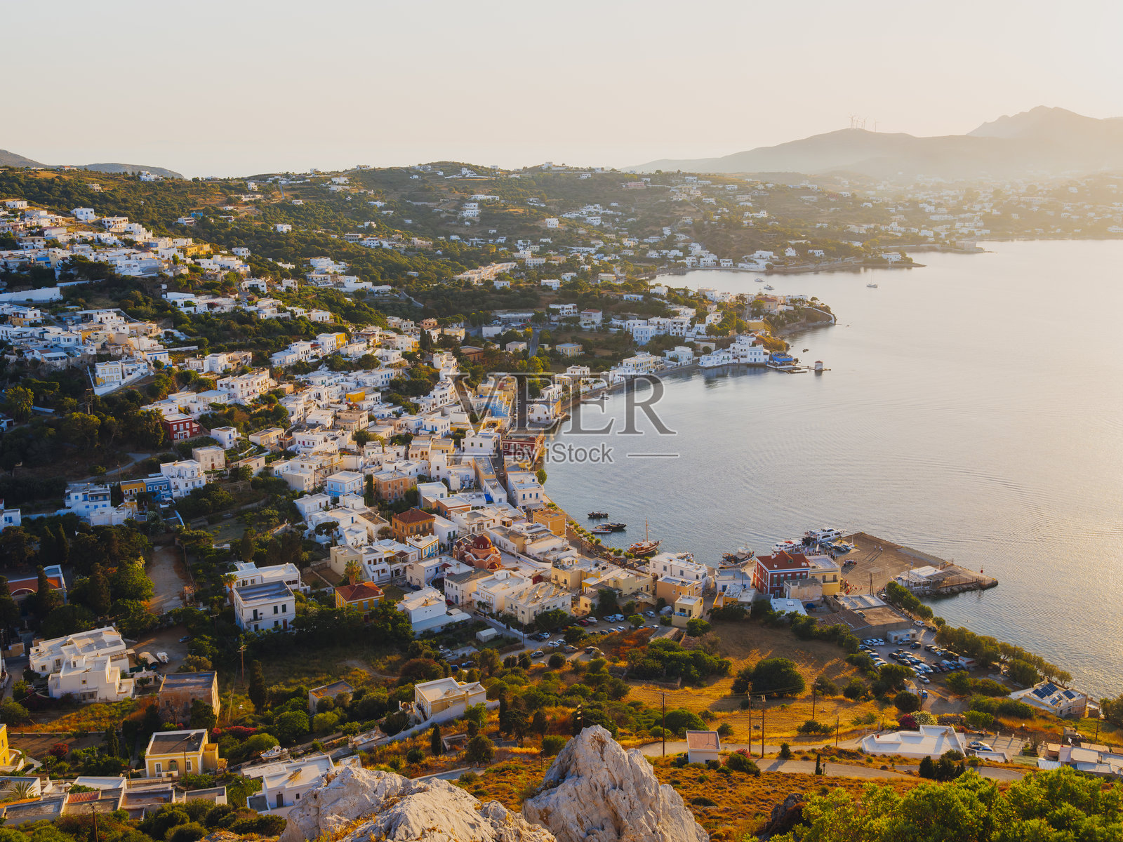 希腊多德卡尼斯群岛莱罗斯岛阿吉亚玛丽娜村照片摄影图片