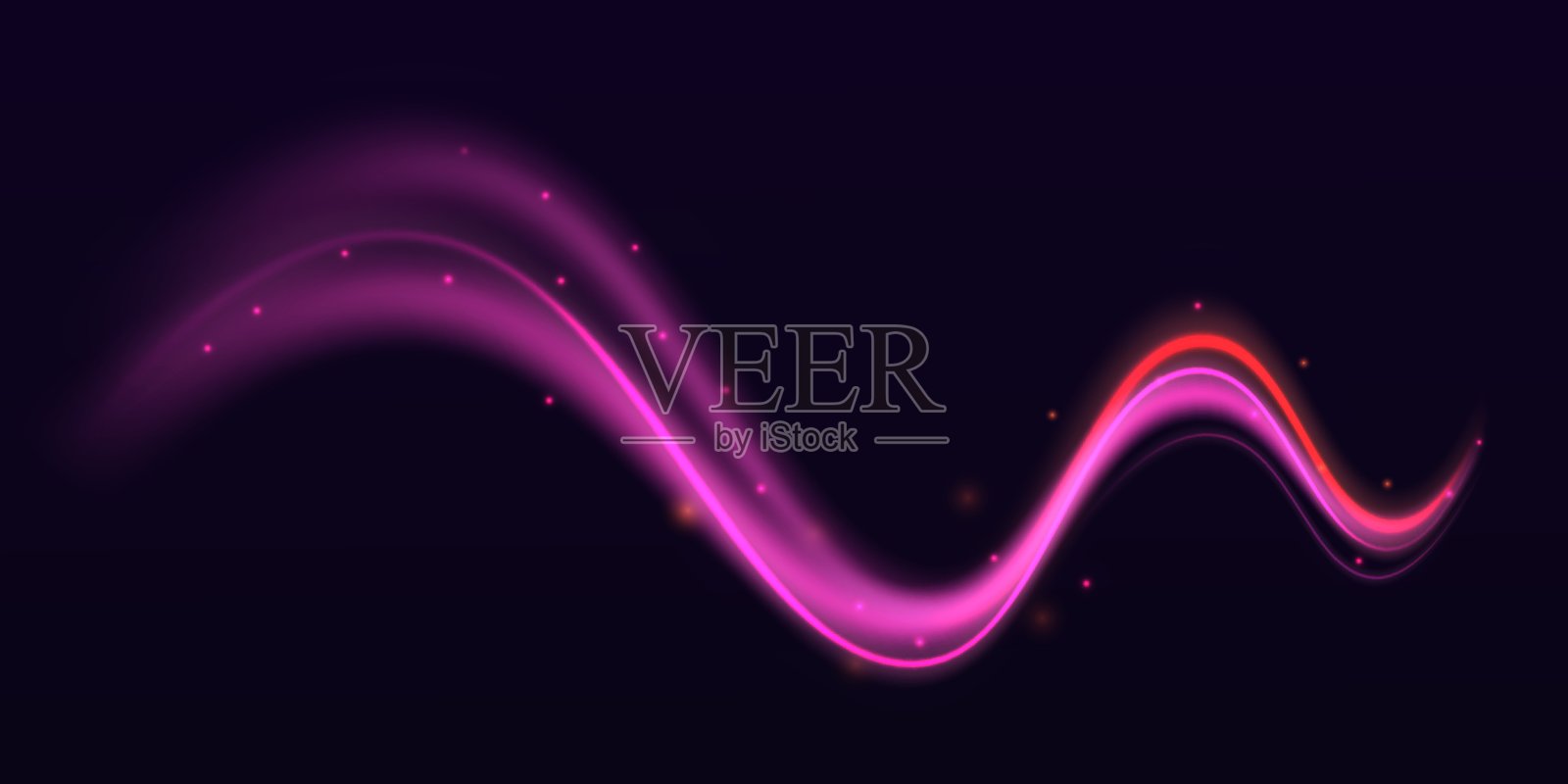 未来感动态运动科技。霓虹色发光线条背景,高速光轨效果。紫色发光波浪旋转,脉冲电缆线。插画图片素材