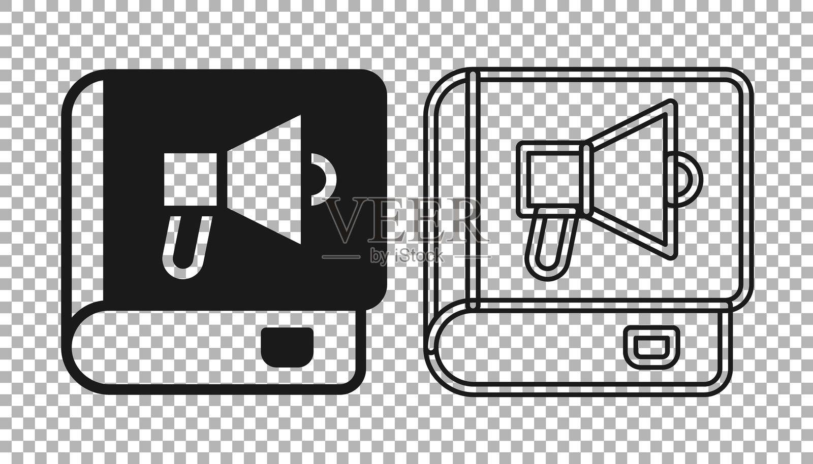 黑色书本图标,背景透明。矢量图。插画图片素材